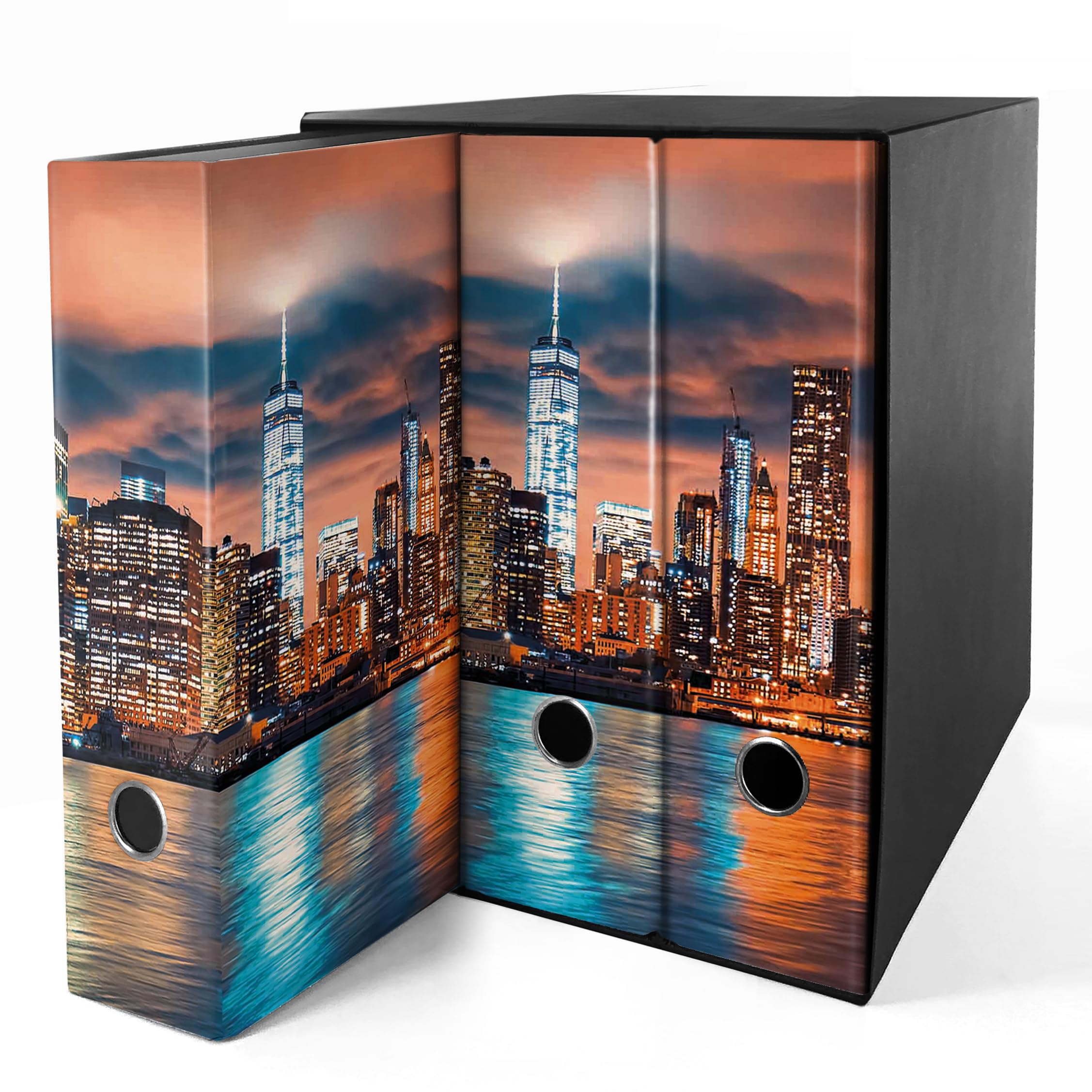 Set da 3 raccoglitori ad anelli - NEW YORK (H31 cm con 2 anelli)