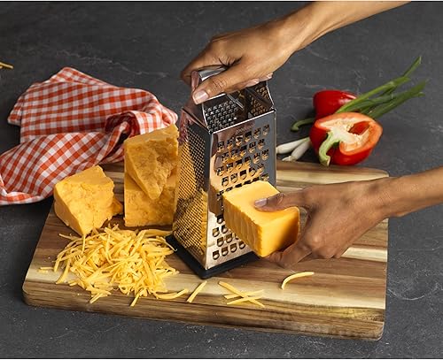 Miniatura 5 de GoodCook Gourmet - Rallador de caja de 4 lados, acero inoxidable, cuchillas grabadas con filo, base antideslizante