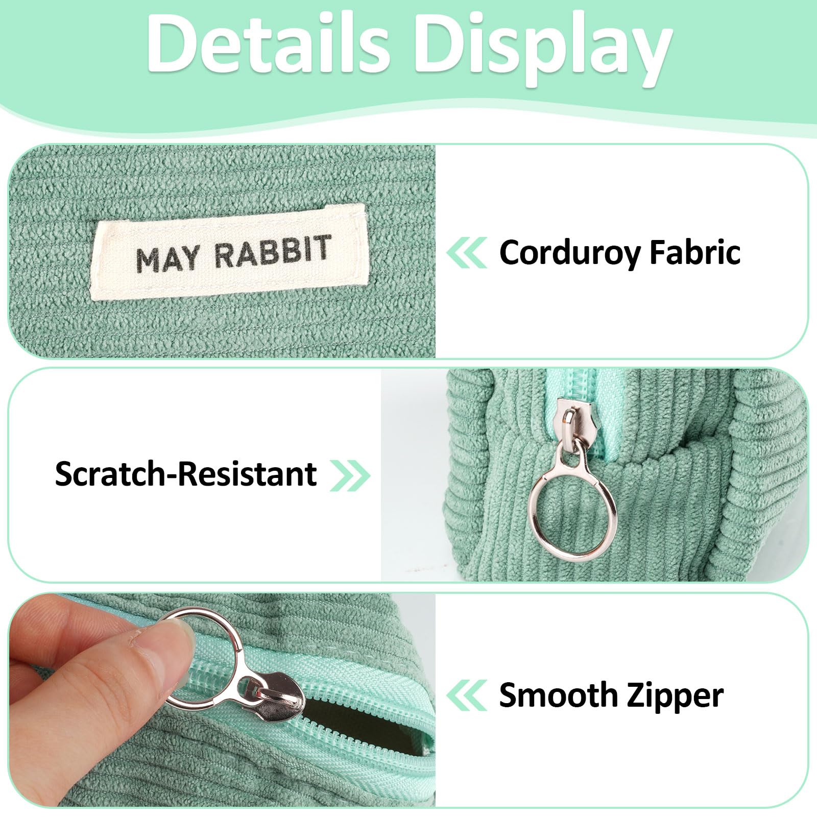 Deepton Pencil Case, Corduroy Cute Pencil Case, Pencilcase, Pen Pouch, Portable Stationery Pencil Bag, Makeup Bag - Image 4