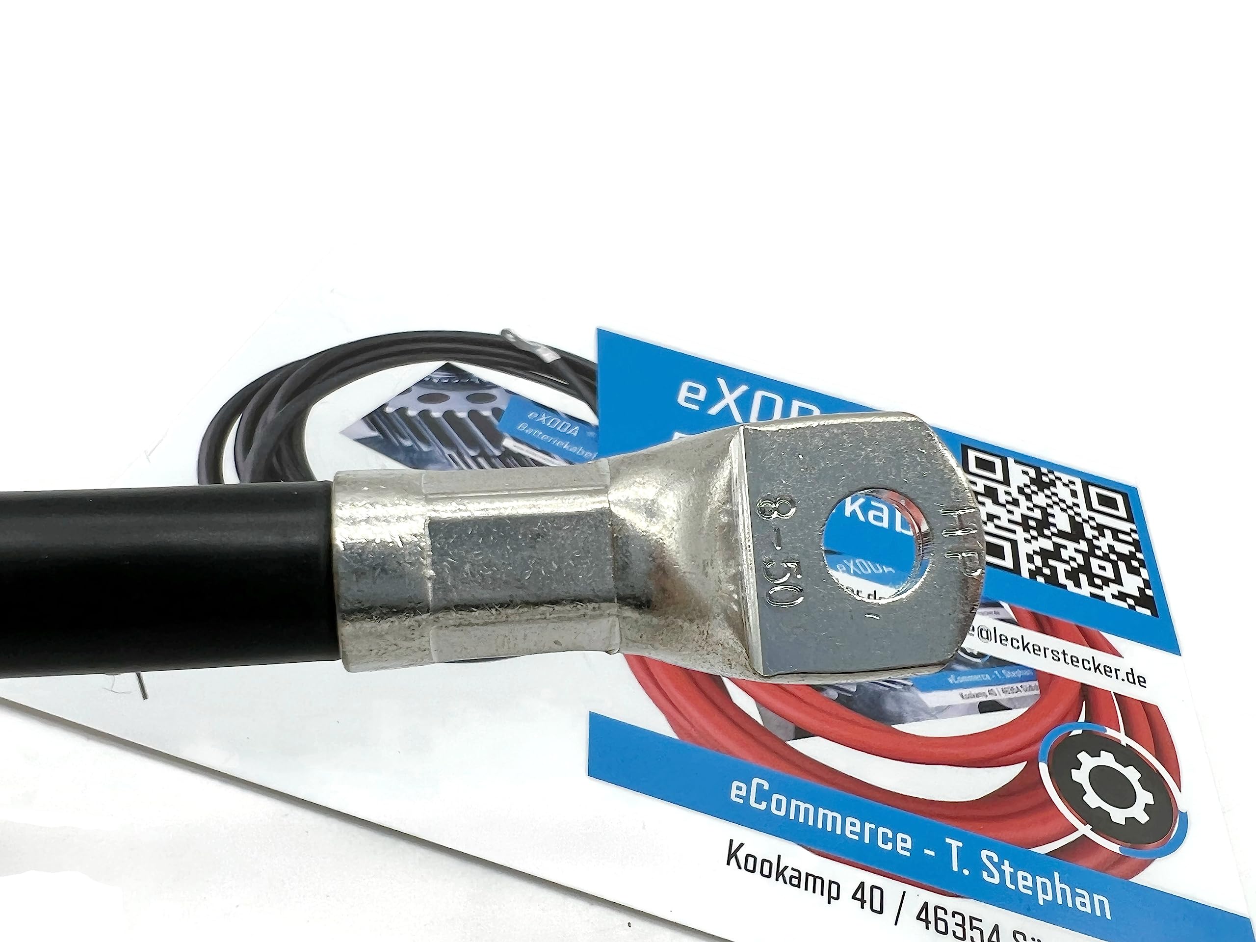 Exoda câble de batterie 50mm² 20cm M8 noir 99 pour cent cuivre pour voiture bateau moto jusquà 1680A 12V 20160W puissance maximale résistant à la chaleur flexible pour connexions sûres