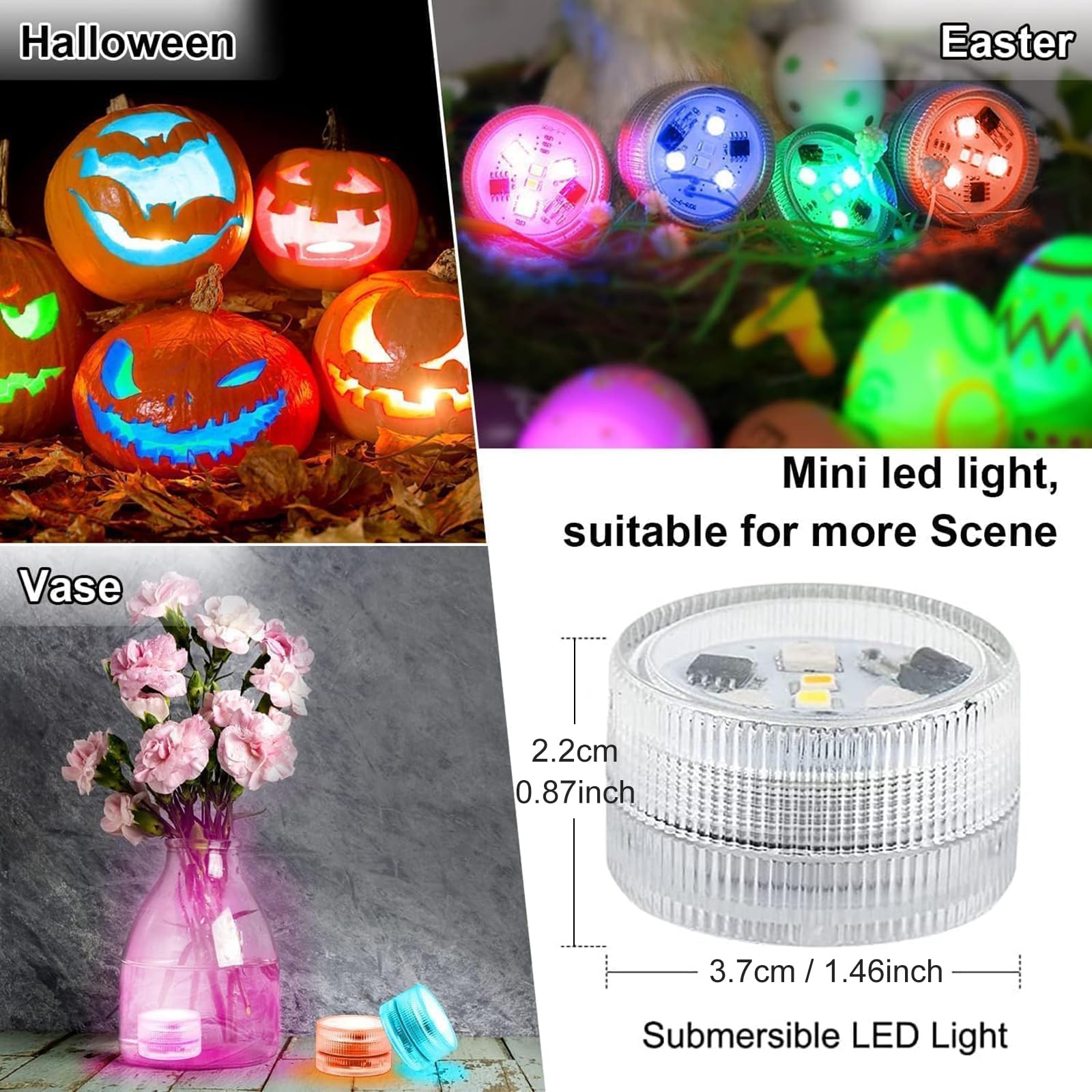 Mini Unterwasser Licht RGB Multi Mehrfarbige LED Teichbeleuchtung 10pcs Wasserdichte Teelichter mit Fernbedienung Multicolor Halloween Dekoration für Garten Aquarium Vase Badewanne Hochzeit Spa