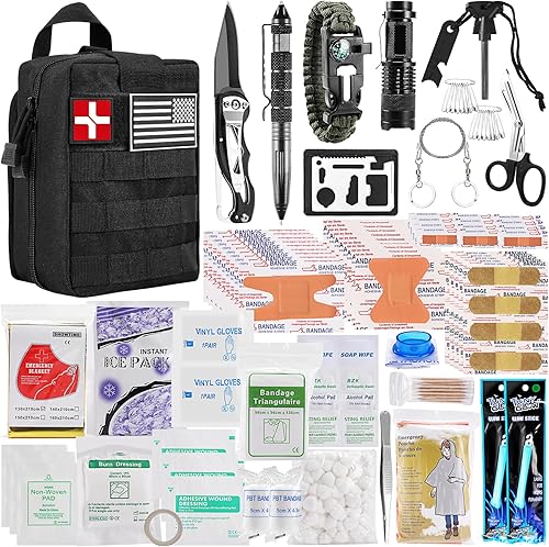 Kit de primeros auxilios de supervivencia, bolsa médica Molle, 282 piezas, equipo y equipo de supervivencia de emergencia al aire libre para