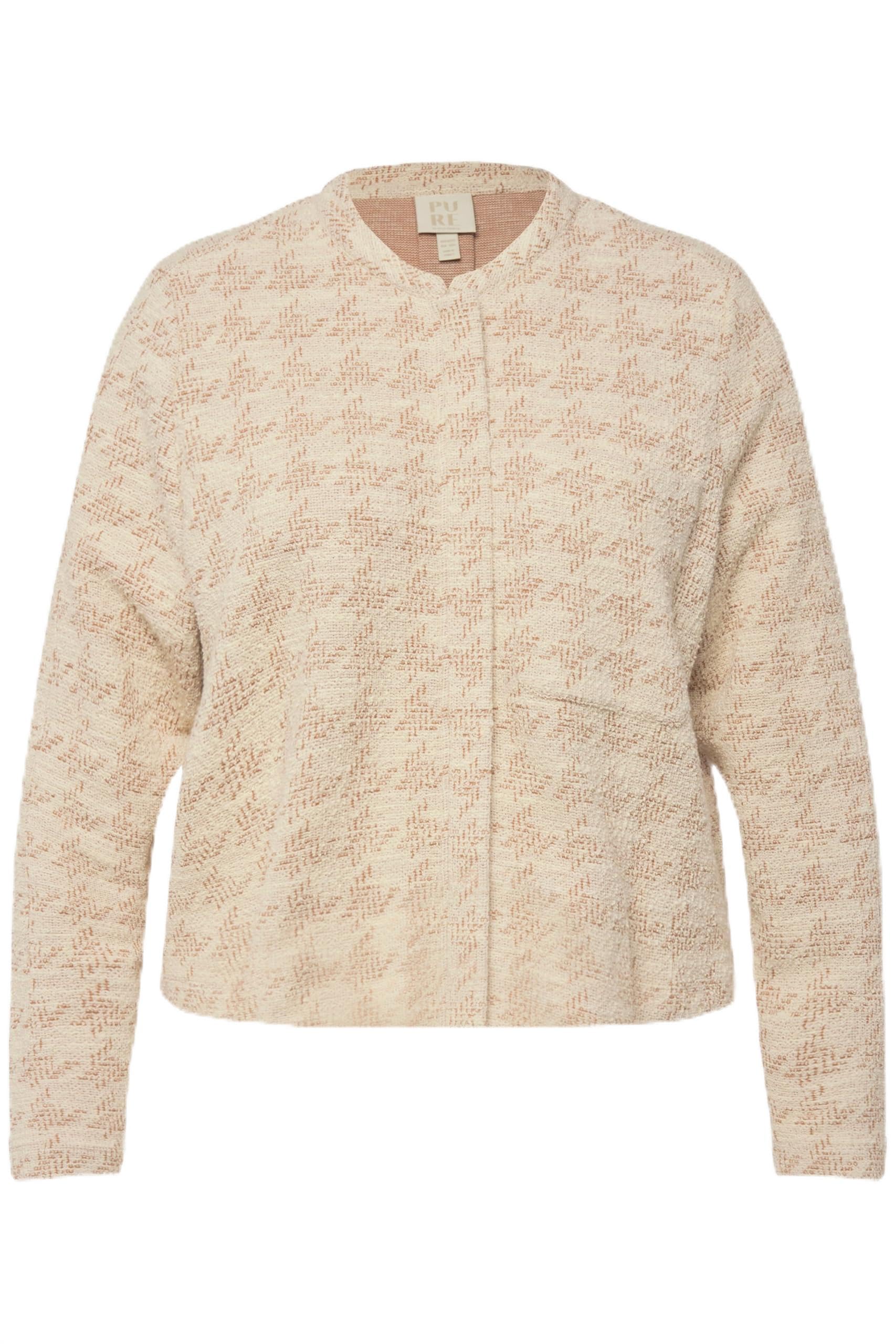 Ulla Popken Damen große Größen Übergrößen Plus Size Bouclé-Jacke, Oversized, Stehkragen, Biobaumwolle 812292