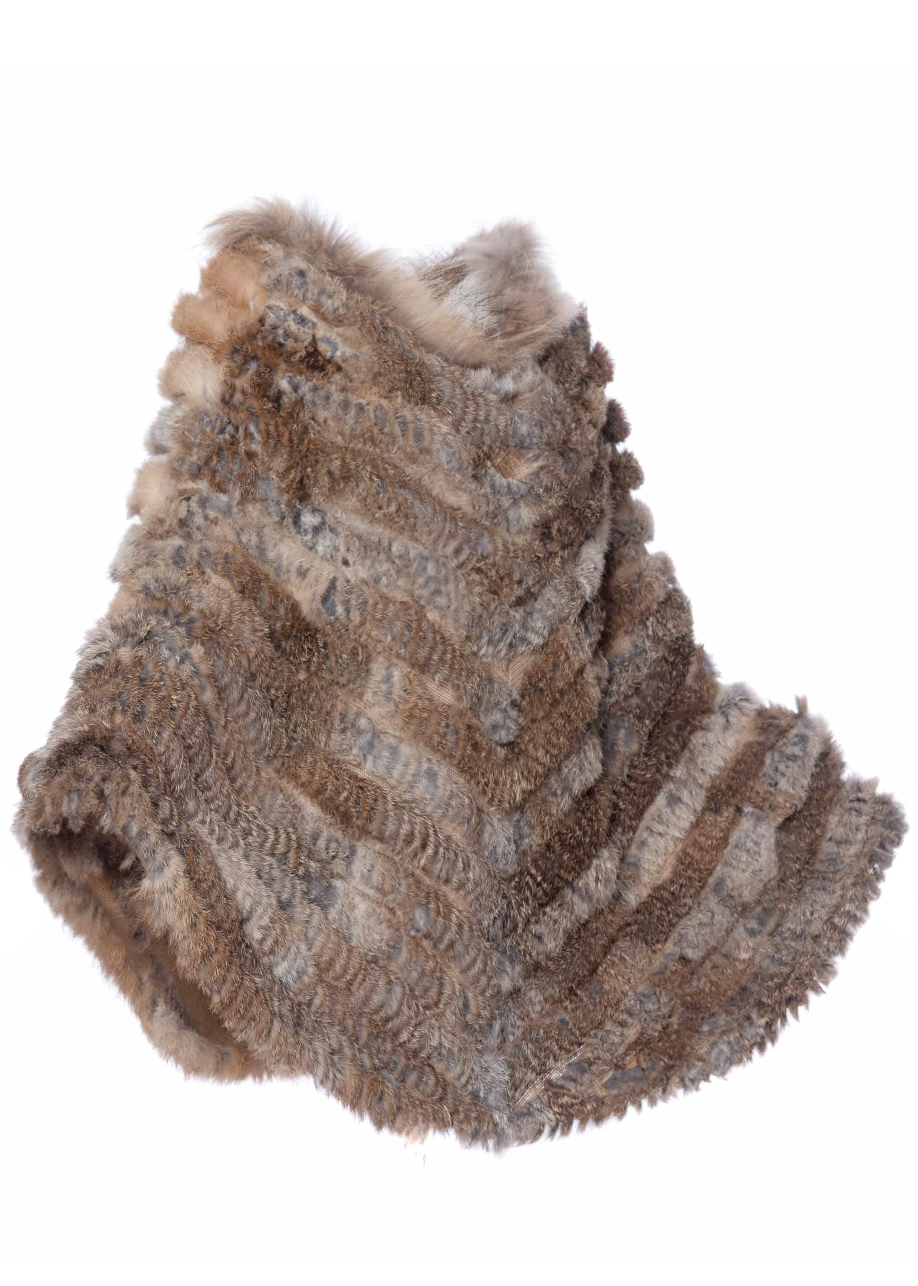 Naturale Pullover a maglia Pelliccia di coniglio Poncho Con Raccoon Fur