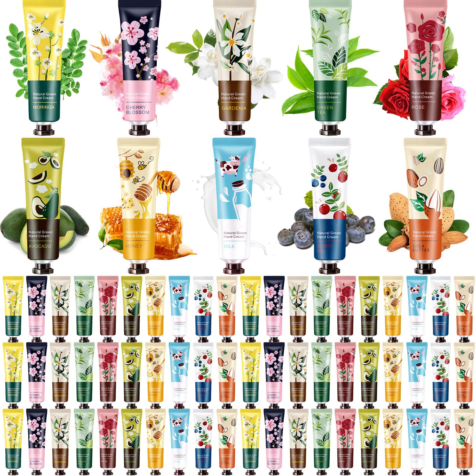 60 Pack Hand Cream Gifts Set for Women Mothers Day Gifts for Mom Mini Lotion Bulk for Dry Cracked Hands, Mini Hand Lotion for Nurse Gifts,bridesmaid Gifts,teacher Appreciation Gifts,10 Styles