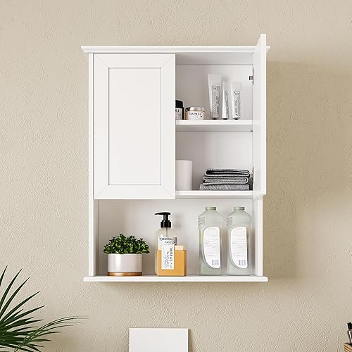 Miniatura 3 de Gabinete de almacenamiento sobre el inodoro, armario de almacenamiento de pared de baño de 24 x 30 pulgadas con 2 puertas y estantes ajustables,