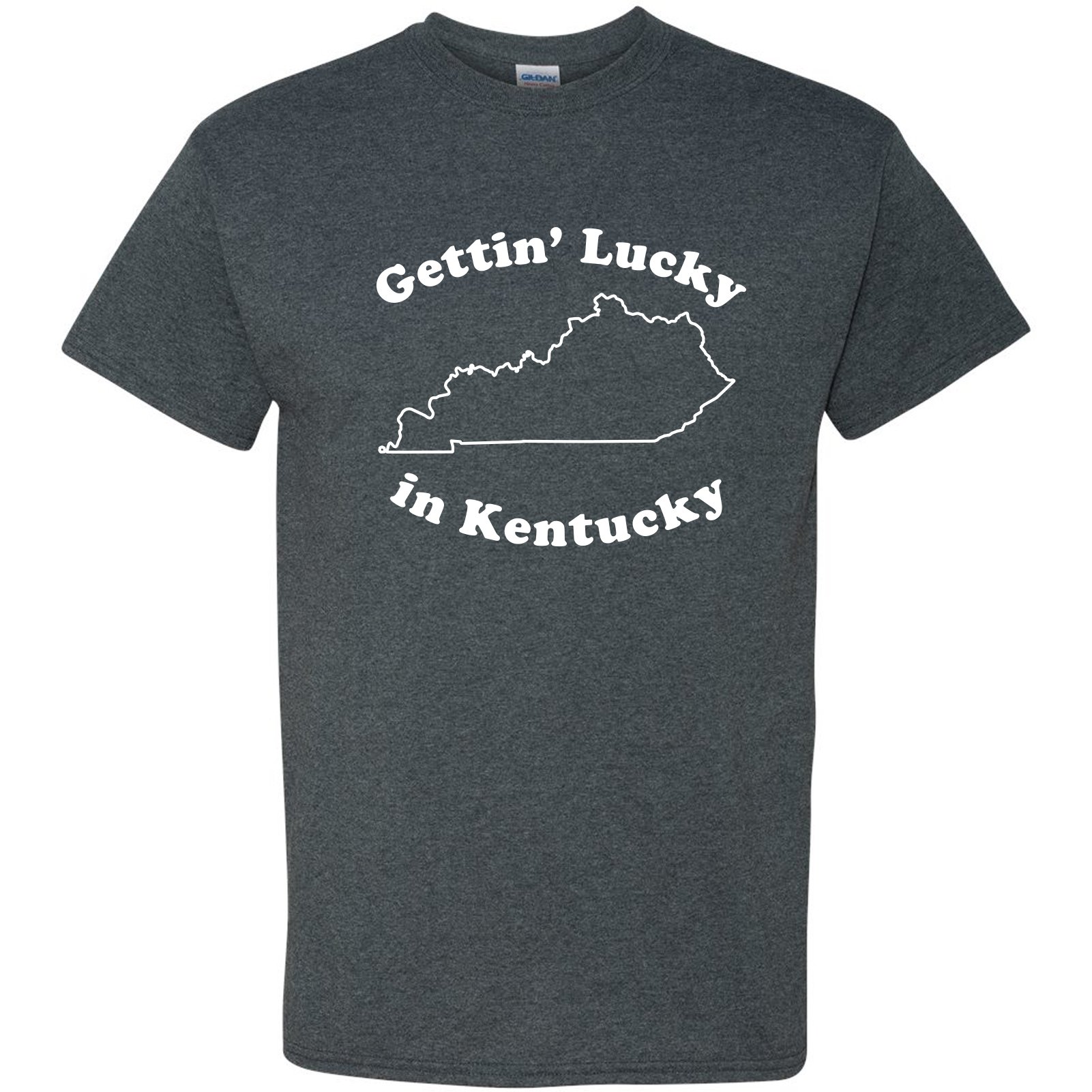 Gettin Lucky in Kentucky - Southern Pride Blue Grass State T Shirt - Small - Dark Heather