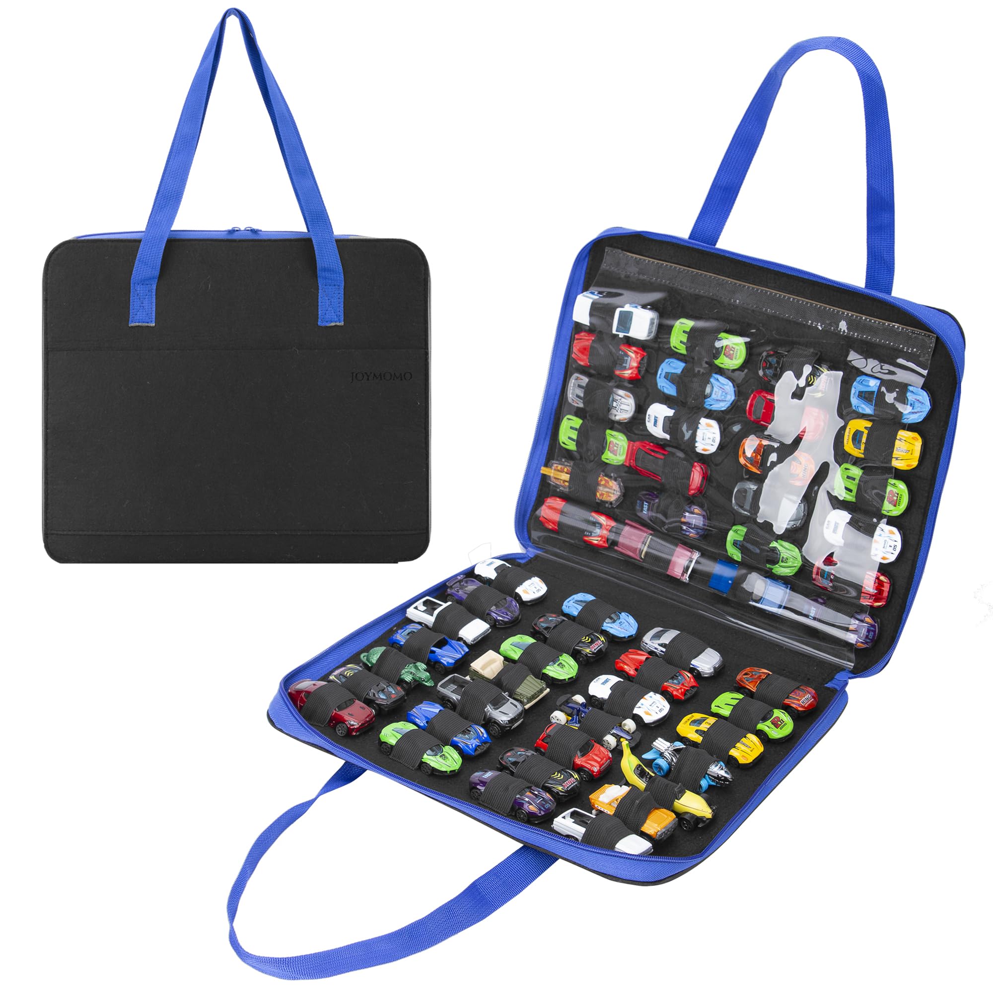 JOYMOMO Toy Car Organizer Carrying Case Compatible with Matchbox Cars, Portable Carrying Container Carrier Holder Fit for 52 Toy Car Storage (Toy Cars Not Included) (Black)