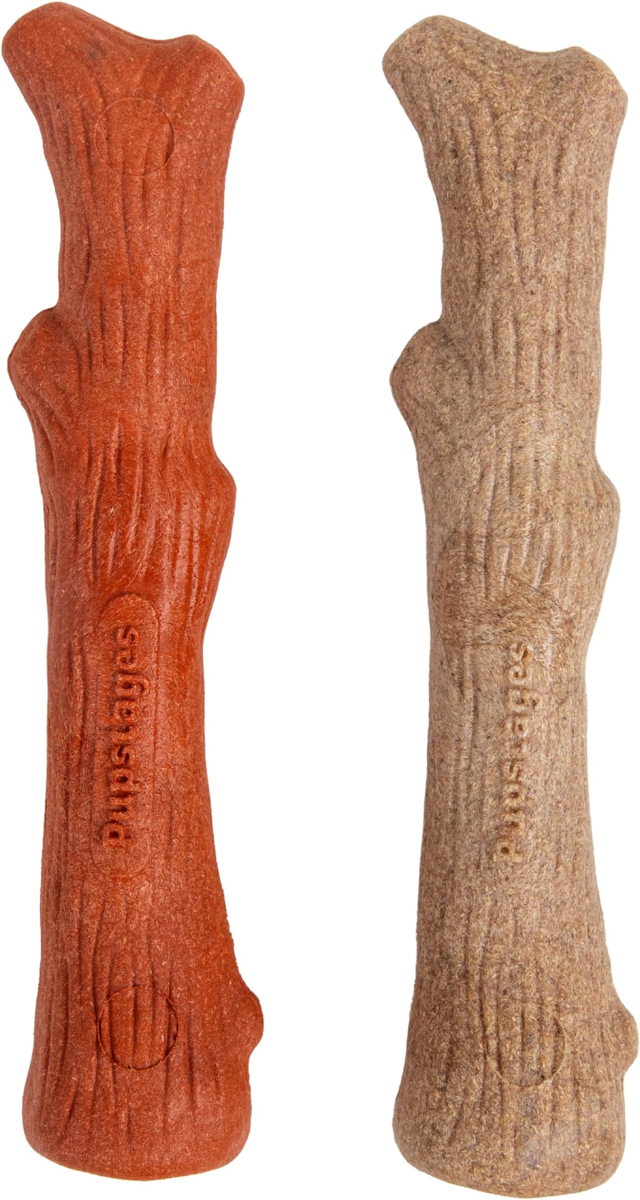 Pupstages Dogwood Mesquite Dog Chew Toy โ Real-Wood Blend, Moderate Chewers, Medium, 7.5", 2-Pack (Natural & Mesquite Flavors)