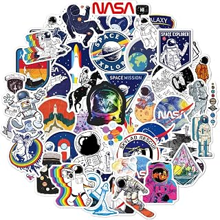 ZOSOFAC 50 adesivos de astronauta estação espacial foguete lunar adesivos de vinil à prova d'água,decalque,decoração,garagem para laptop,geladeira de porta,carro,scrapbook,skate,mala,motocicleta