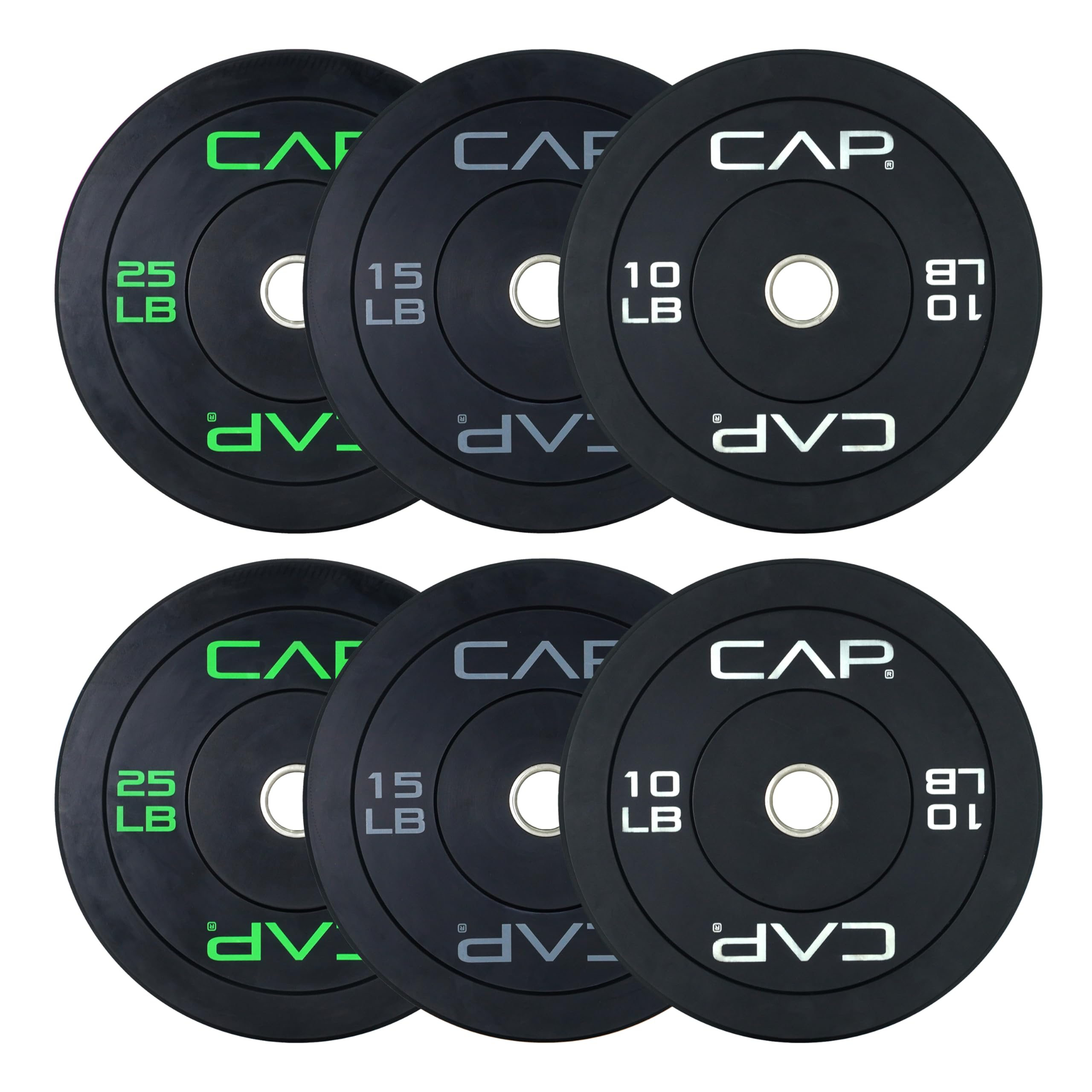 CAP Barbell 2-Inch Olympic Bumper Plate Weight Set | 100-370 lbs | Multiple Options