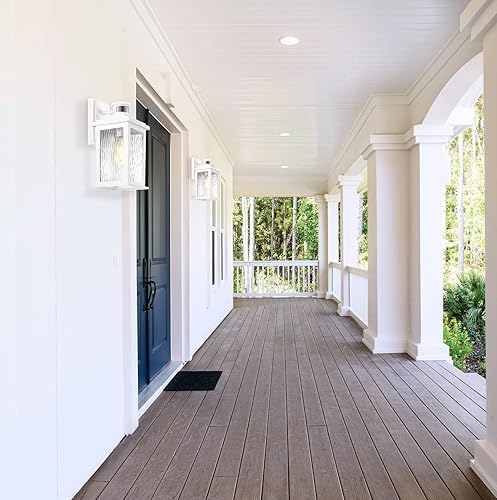 Miniatura 7 de VIANIS Paquete de 2 faroles de pared para exteriores con sensor de movimiento, iluminación blanca del atardecer al amanecer, montaje de pared,