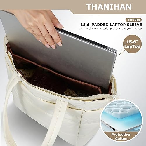 Miniatura 5 de Bolsa de mano para mujer, bolsa de mano hinchada de viaje para mujer, bolsa de mano de trabajo acolchada, bolsa de hombro para viajes, trabajo,