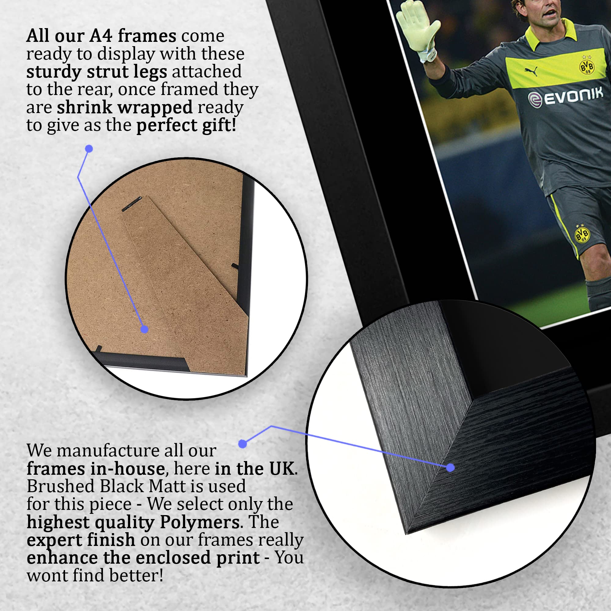HWC Trading FR A4 Roman Weidenfeller Borussia Dortmund Regali Stampati Autografo Firmato Foto Per Gli Appassionati Di Calcio E Sostenitori - A4 Framed