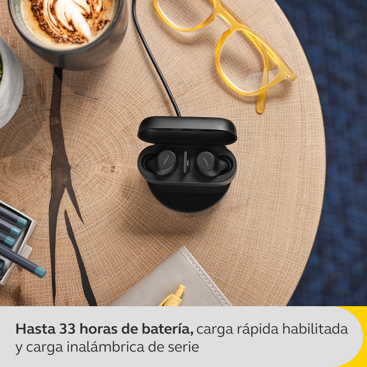 Jabra Evolve2 Buds, Auriculares Bluetooth Intraaurales Inalámbricos, Cancelación Activa de Ruido y Tecnología MultiSensor con 4 Micrófonos, Certificados para MS Teams, Negro — view 8