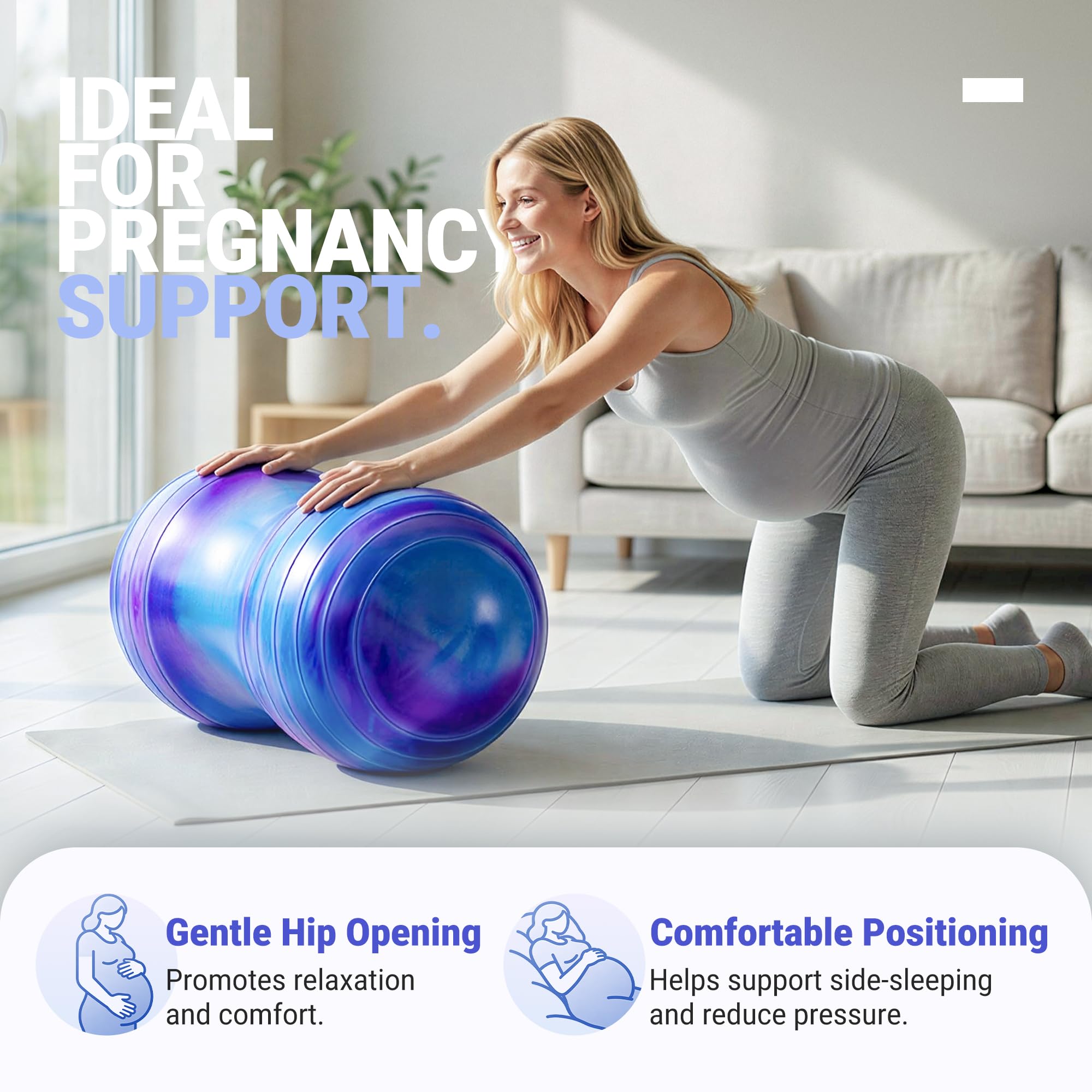 PlayZap Erdnussball für Physiotherapie, Gymnastikball, stabil, Anti-Burst für Gleichgewichts- und Kerntraining, rutschfeste Yoga-Ball-Alternative für Erwachsene, Kinder & Schwangerschaft, inklusive