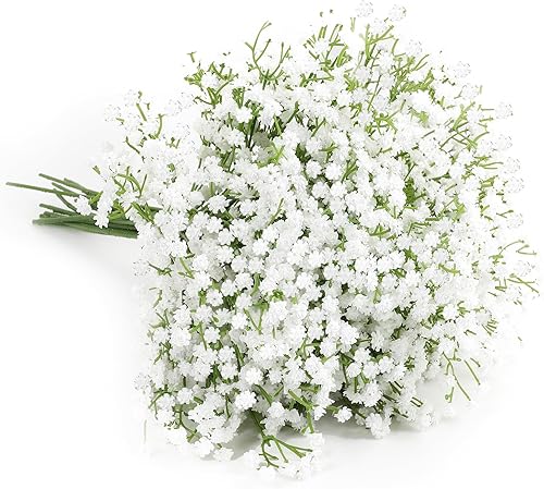 Ramo de gypsophila de imitación de tacto real, 48 piezas de flores artificiales para bricolaje, arreglo floral para centros de mesa de boda y