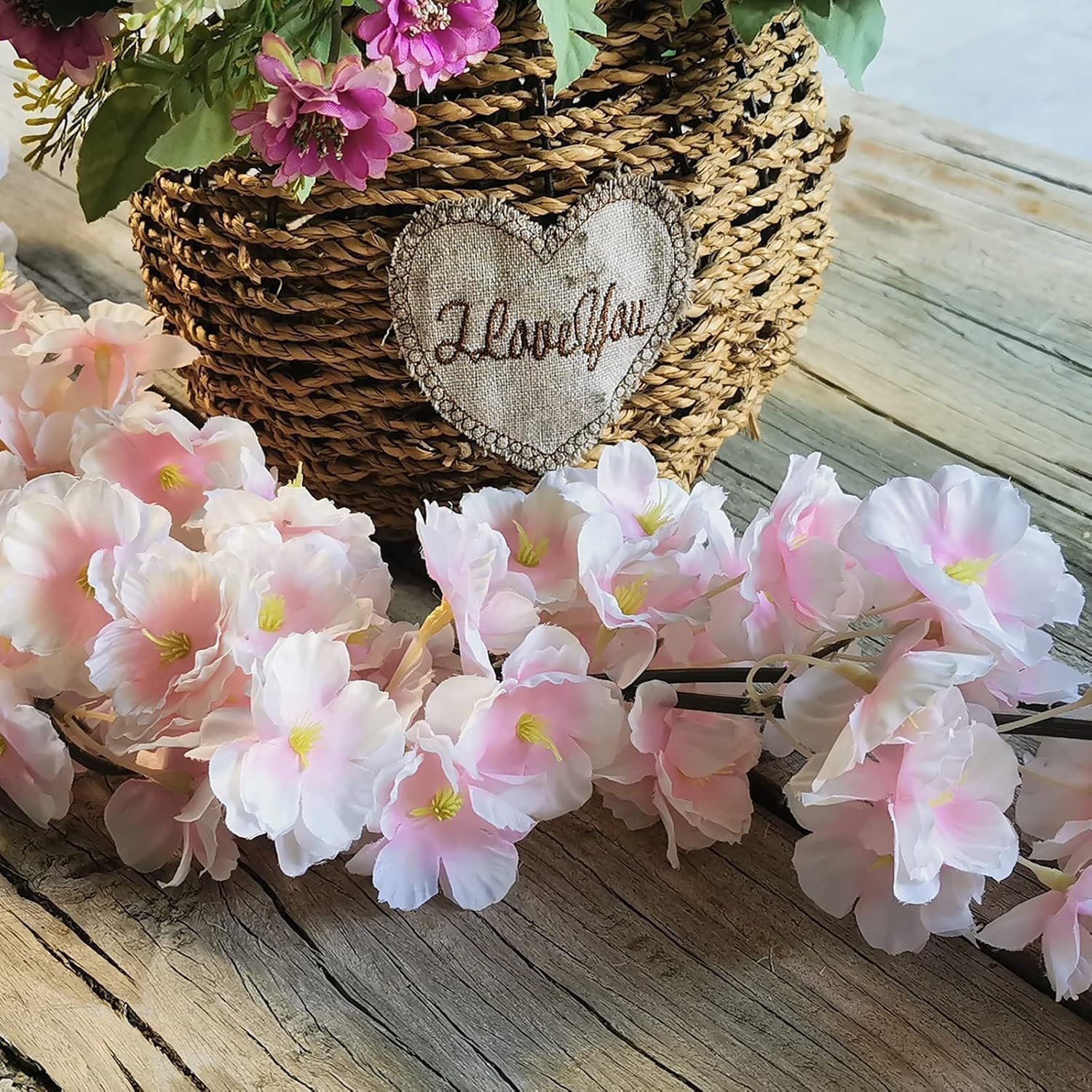 Guirlande Fleurs Artificielles 3 Guirlandes Fleurs Cerisier Artificielles 1.8m - 135 Fleurs, Déco Romantique Mariage Déco Extérieur