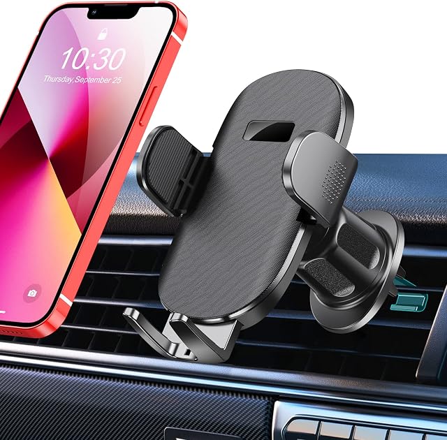 Glangeh Car Phone Holder [2023 Upgraded Hook], 360°Rotation Universal Phone Holder for Cars Air Vent with One Button Release, Compatible with iPhone 14 Pro Max/13 Pro/12 and All 4-7 Inches Smartphones