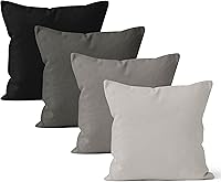 Vista 17 de Encasa XO Juego de 4 fundas de almohada de 24 x 24 pulgadas Sin relleno Fundas de almohada de algodón para sala de estar, cama, sofá, sofá