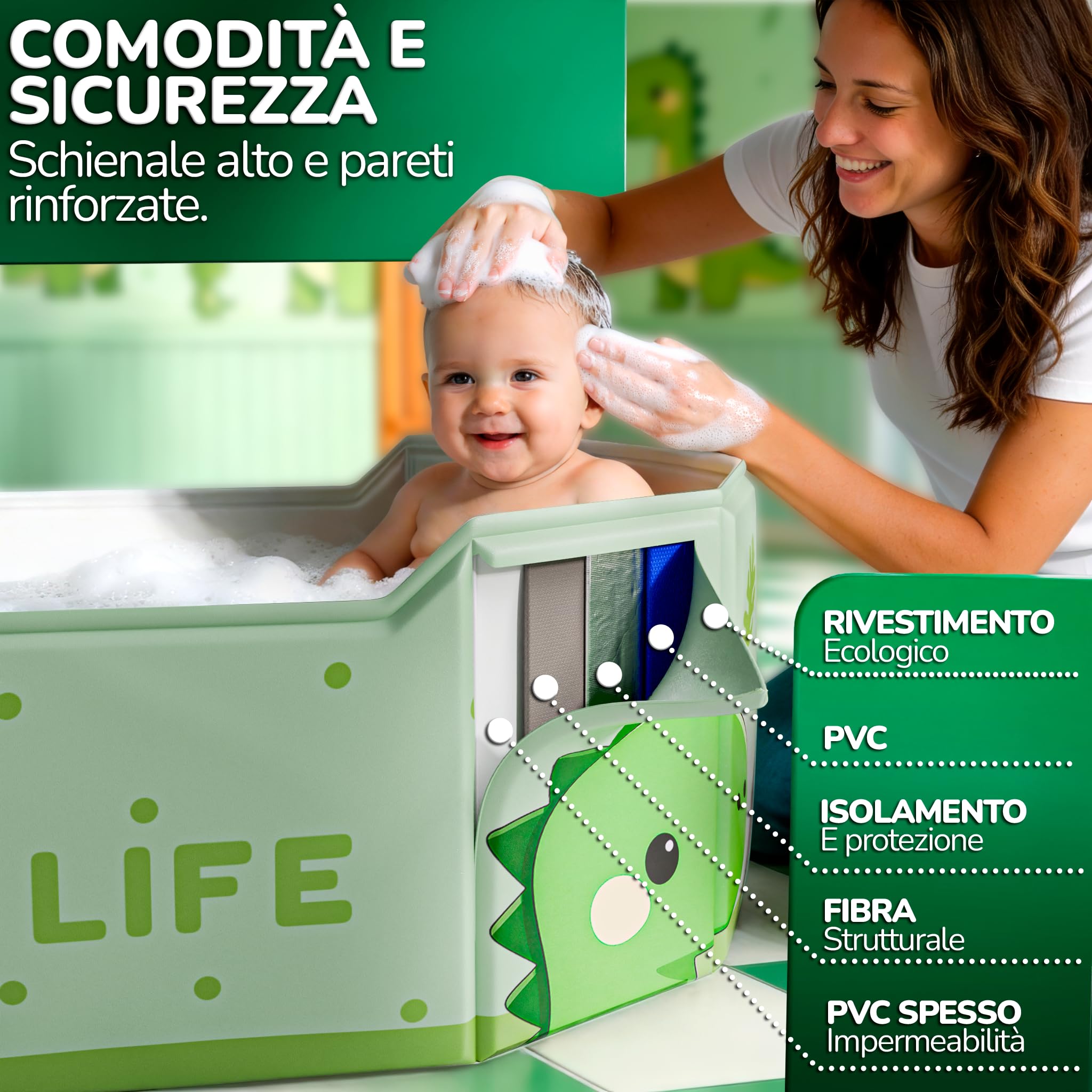 Set Vasca da Bagno Pieghevole Bambini - vasca da bagno bambini con accessori - bagnetto bambini portatile viaggio - vasca pieghevole neonato antiscivolo - kit completo con giochi e borsa