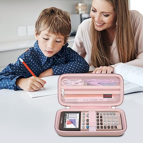 Vista 49 de Elonbo Funda de transporte para calculadora gráfica de color Texas Instruments TI-84 Plus CE/TI-84 Plus/TI-83 Plus/TI-83 Plus CE, bolsillo de malla