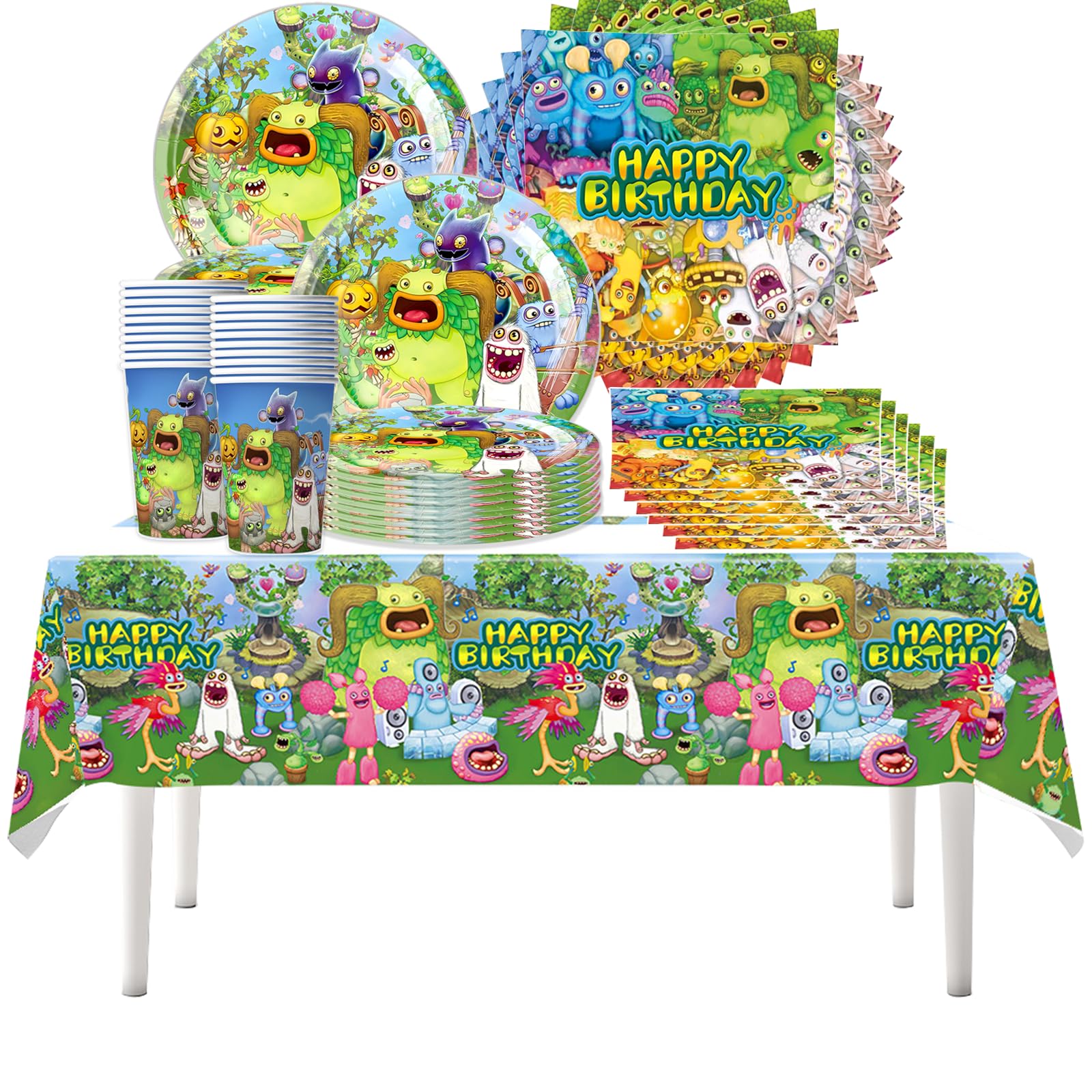 61PCS Set da tavola per festa a tema Trolls, festa di compleanno dell'elfo magico, Trolls dei cartoni animati, tazze, piatti, tovaglie, tovaglioli di carta, per 20 persone