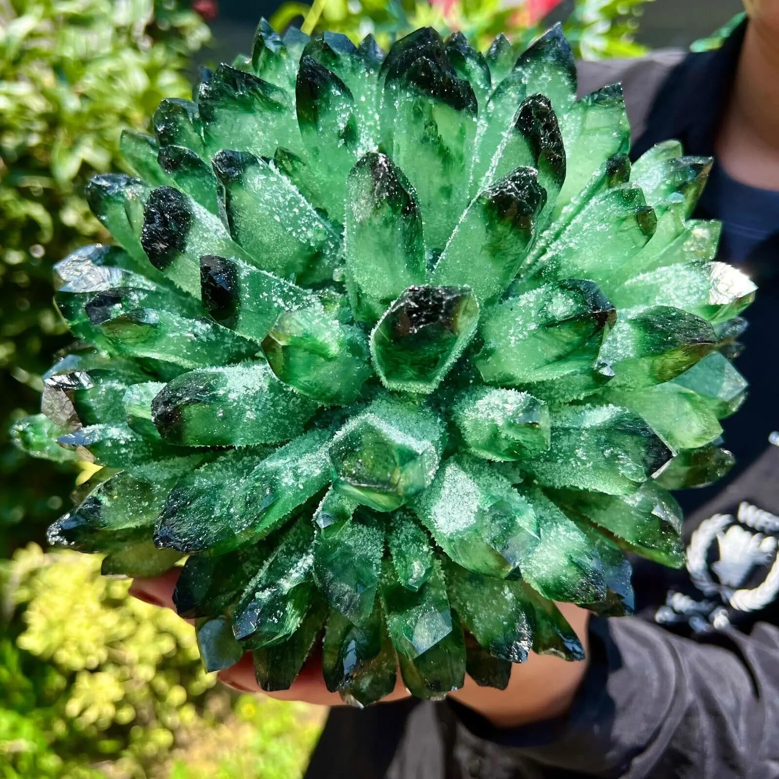 KJEBVHIRS Green Phantom Crystal Cluster Rough Patchwork Ornaments (Size : 450-500g)