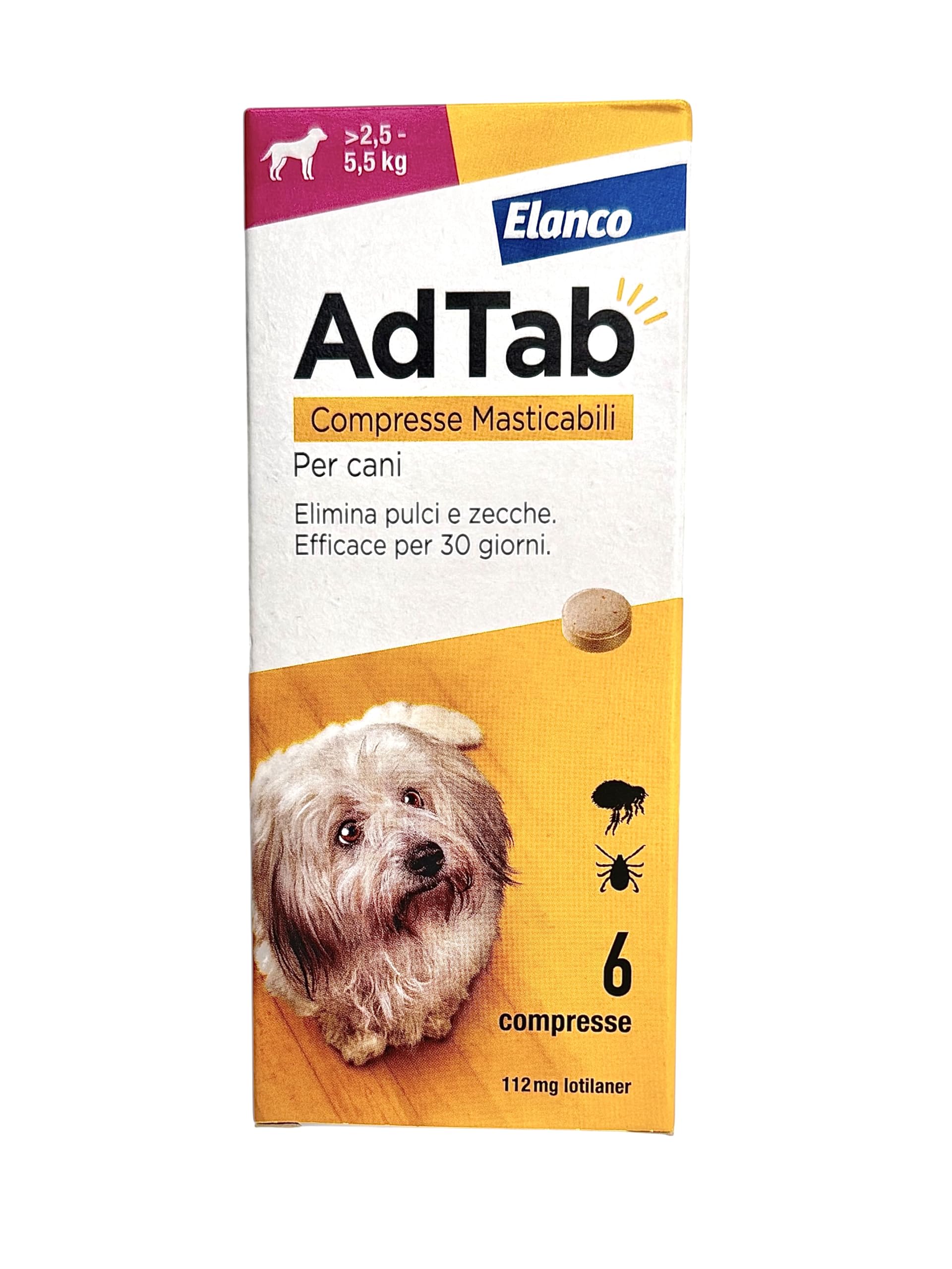 AdTab Compresse Masticabili per cani >2,5-5,5 kg - 6 Compresse