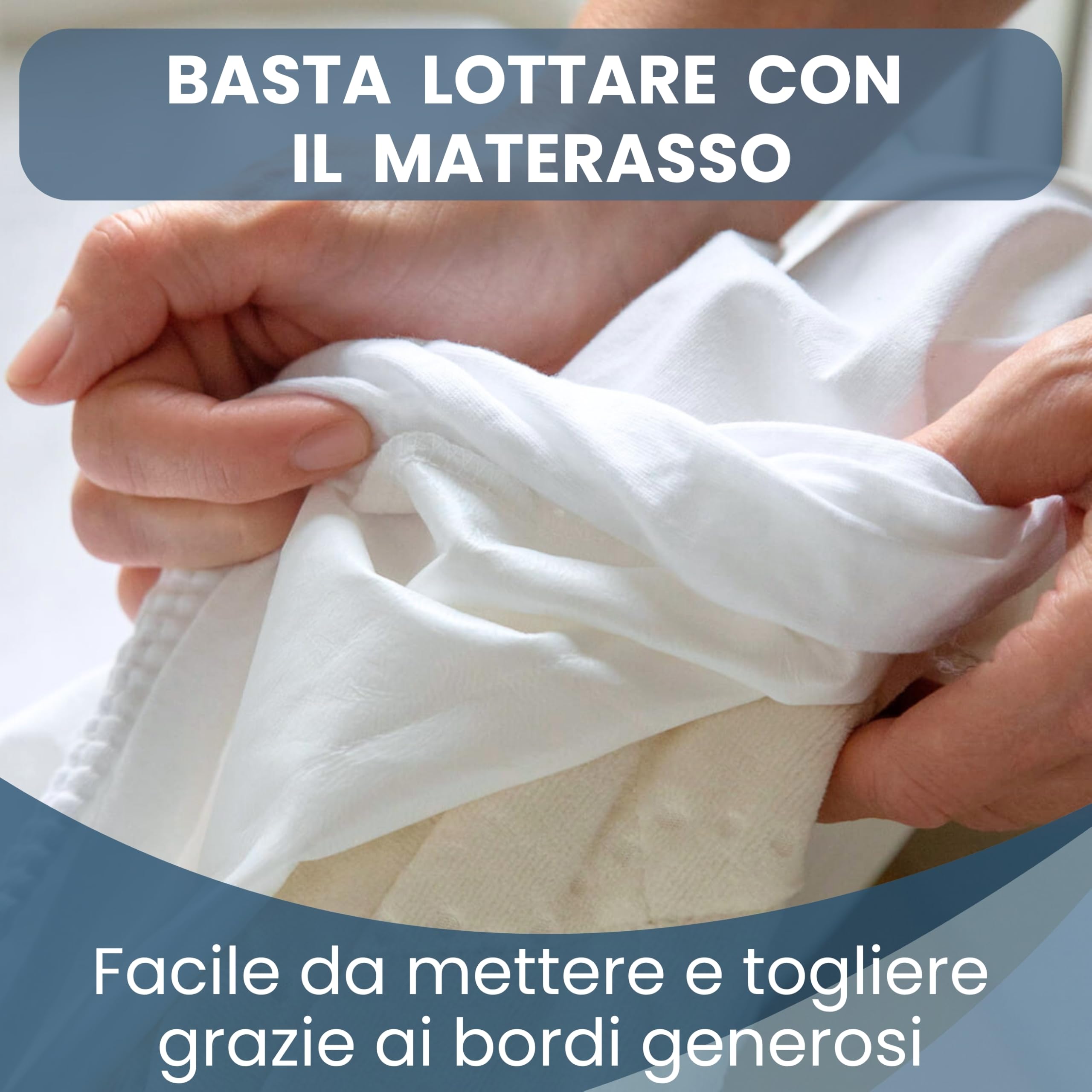 Bisoo Lenzuolo Magico Cotone Jersey Impermeabile 160x80 2 Pezzi Bianco Grigio OekoTex