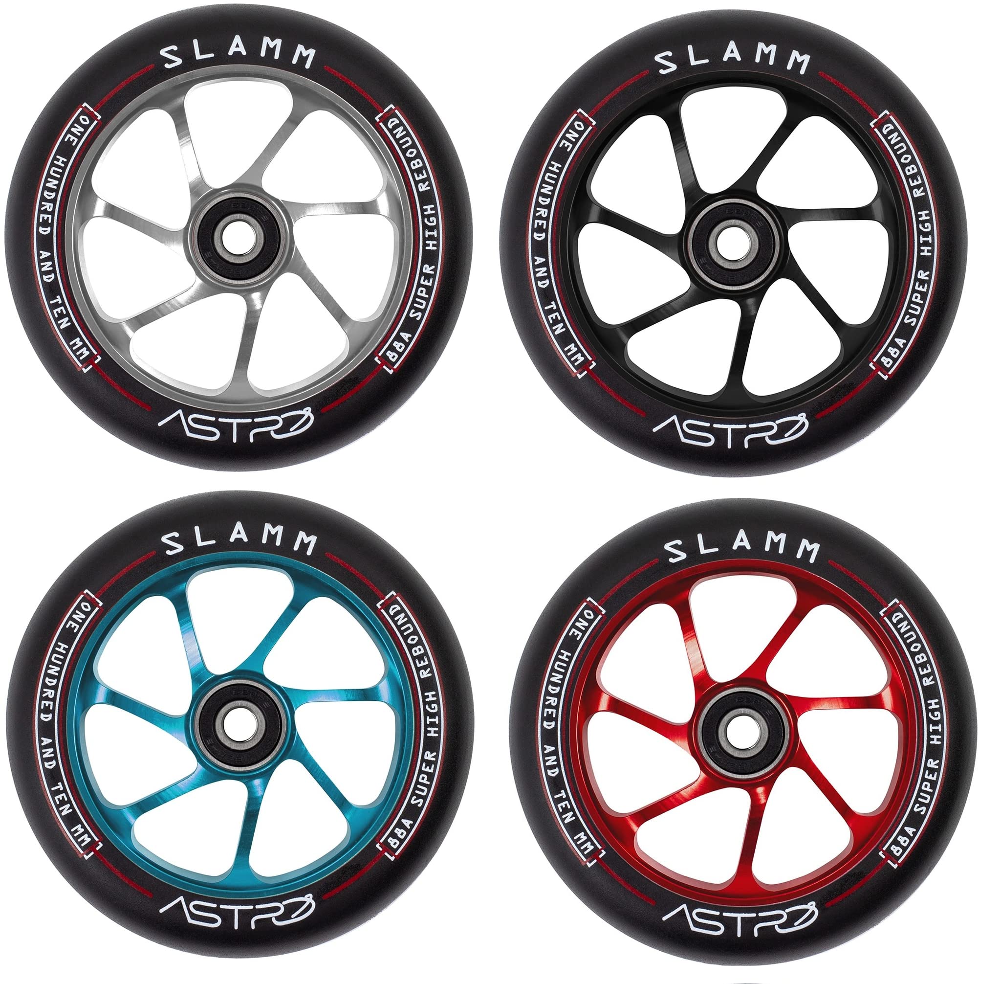 Slamm Scooters Slamm Astro - Skateboard Wheels, Unisex Adults, Red (net), 110 mm