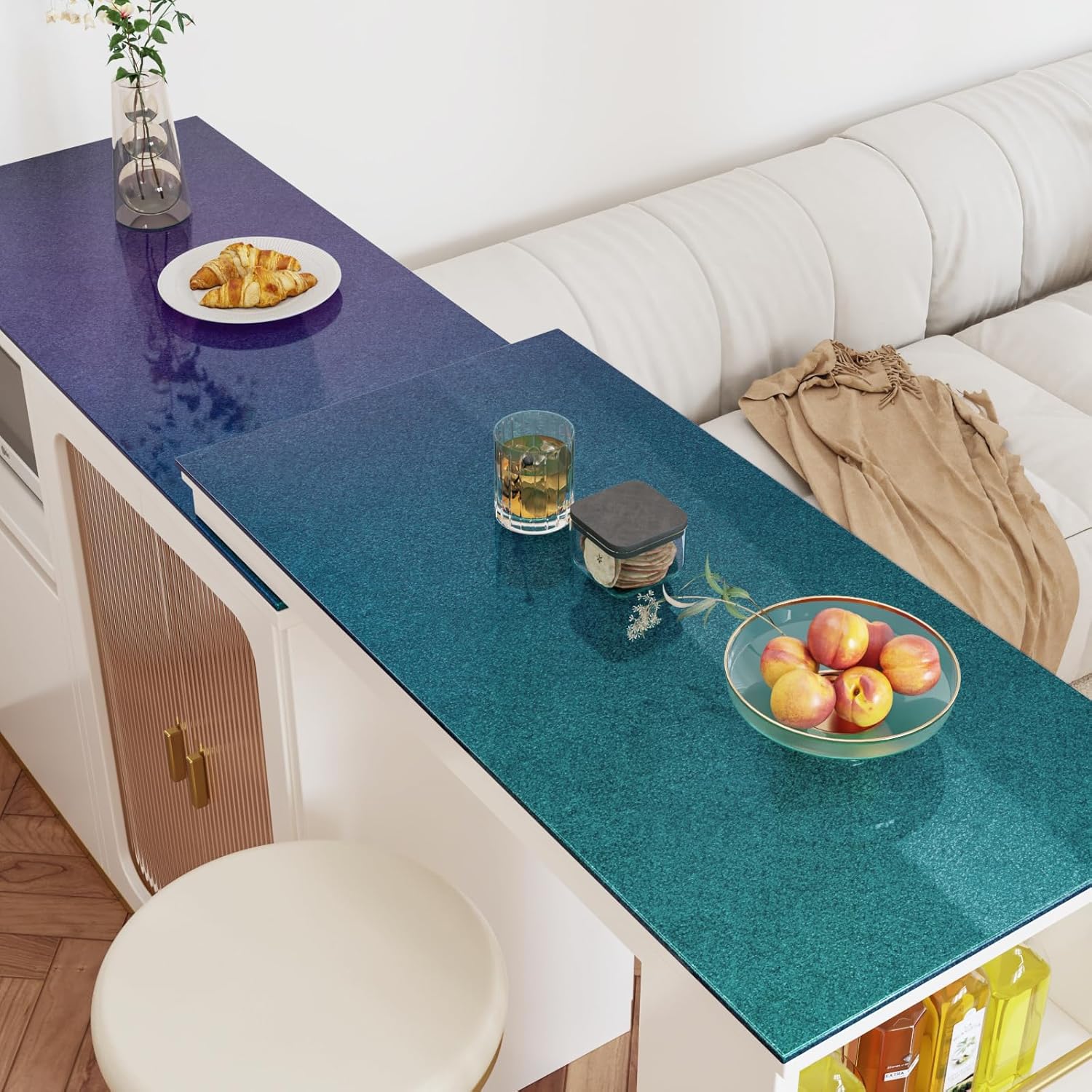 CRE8TIVE Glossy Teal Green Blue Purple Glitter Wallpaper for Bedroom 12"x354" Iridescent Holographic Glitter Contact Paper Peel and Stick Self Adhesive Removable Wallpaper for Kitchen Bathroom Drawers