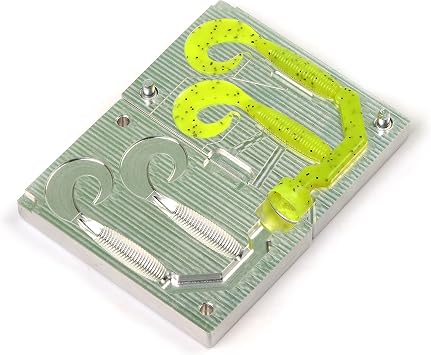 Soft Plasti  Mold Lure Making Injection Molds Fishing Lures Two Cavity Single Tail Grub 4'' Aluminium