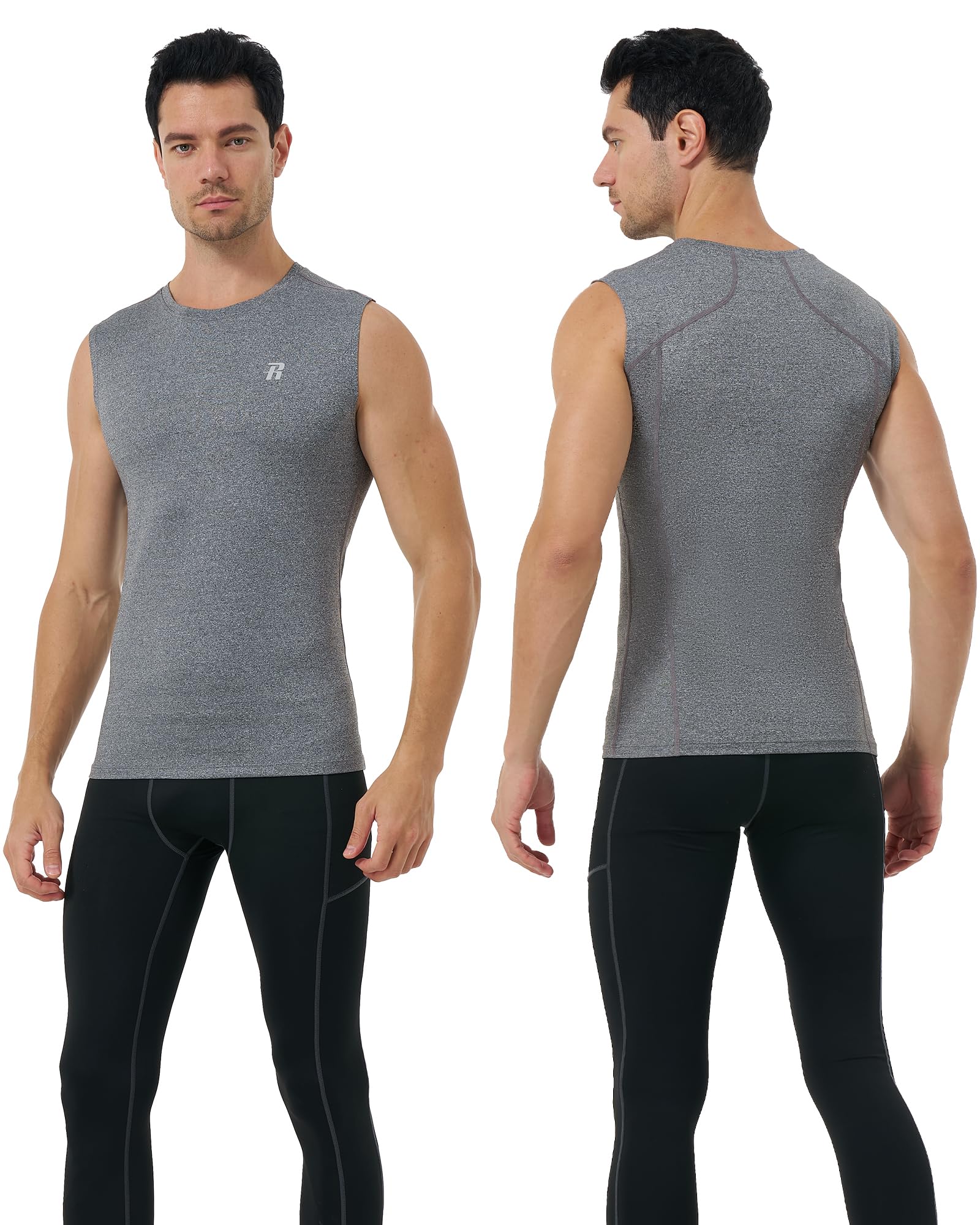 Runhit Camiseta de compresión sin mangas para hombre, atlética, capa base