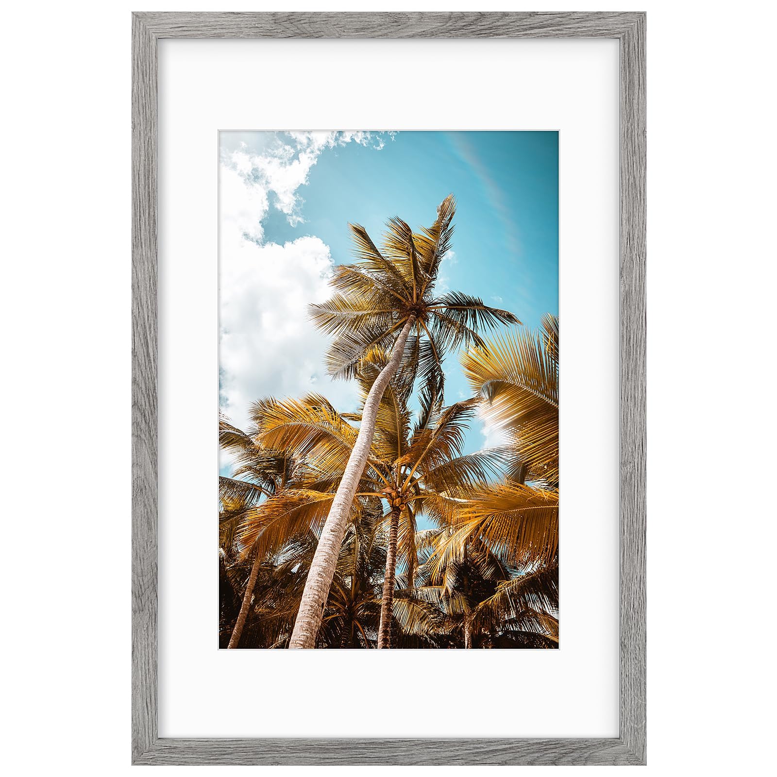 Frametory 16x24 Grey Picture Frame with Real Glass Mat for 12x18