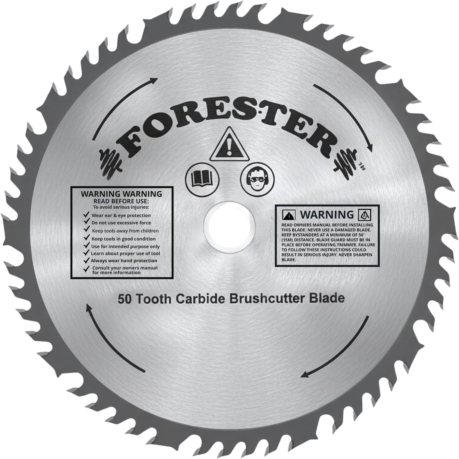 FORESTER Carbide Tip Brush Cutter Blade - 9in x 50 Teeth | Fits Most Straight Shaft Trimmers | Conversion Kit Sold Separately