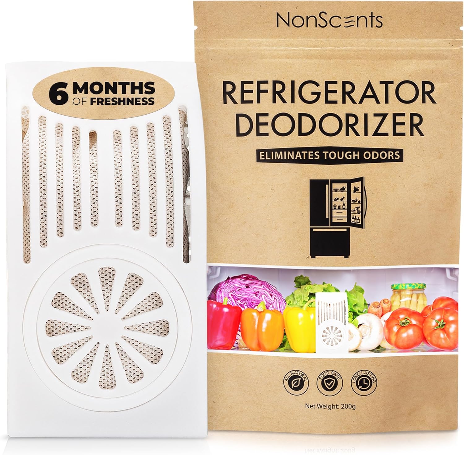 NonScents Refrigerator Deodorizer – Odor Eliminator for Fridge & Freezer – Outshines Baking Soda & Deodorizer with Activated Charcoal – Unscented & Long-Lasting, Freshen Refrigerator NonScents Refrigerator Deodorizer – Odor Eliminator for Fridge & Freezer – Outshines Baking Soda & Deodorizer with Activated Charcoal – Unscented & Long-Lasting, Freshen Refrigerator