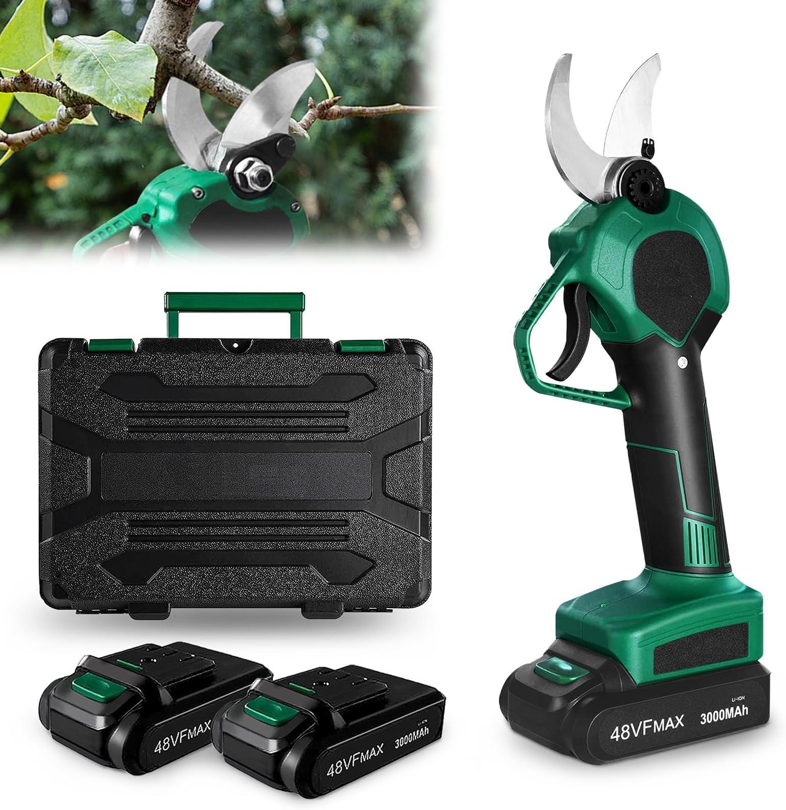 Sécateur électrique Sans Fil Venteo - Coupe-branches Puissant - Batterie Rechargeable - Pour Vignes, Arbres Fruitiers, Haies - 7