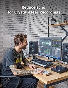 Acoustic Wall Panels, Brick Pattern Peel and Stick Sound Absorbing Panel for Ceiling, Door, Pared, 12 Pack 12"x12"x0.4", Beige Decorative Self Adhesive Wall Tiles for Recording Studio, Room