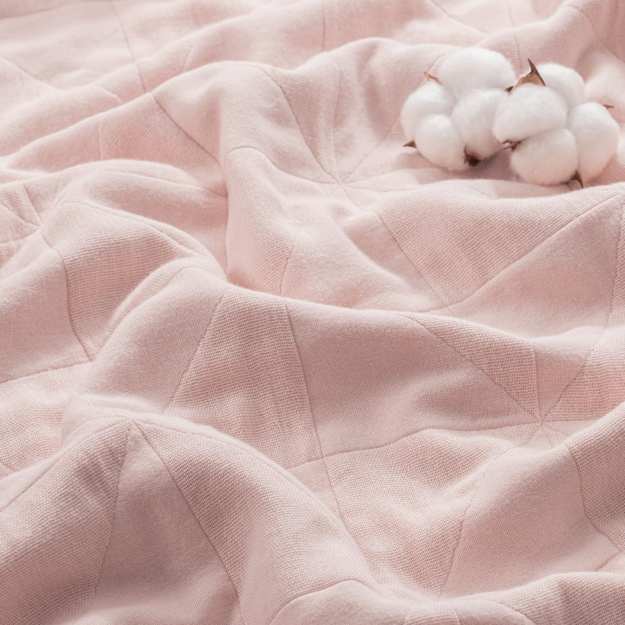 Exclusivo Mezcla Coperta in mussola 100% cotone per letto, King Size, 4 strati, traspira l'umidità e traspirante, ultra morbida, per primavera ed estate, 264 x 228,6 cm, rosa
