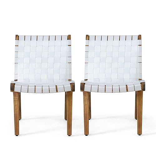 Charlotter Outdoor Lounge Chair, White + Teak