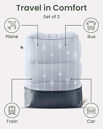 Miniatura 2 de Reposapiés inflable para viajes en avión, reposapiés de viaje en avión con altura ajustable para niños y adultos, bomba de aire portátil y bolsa de