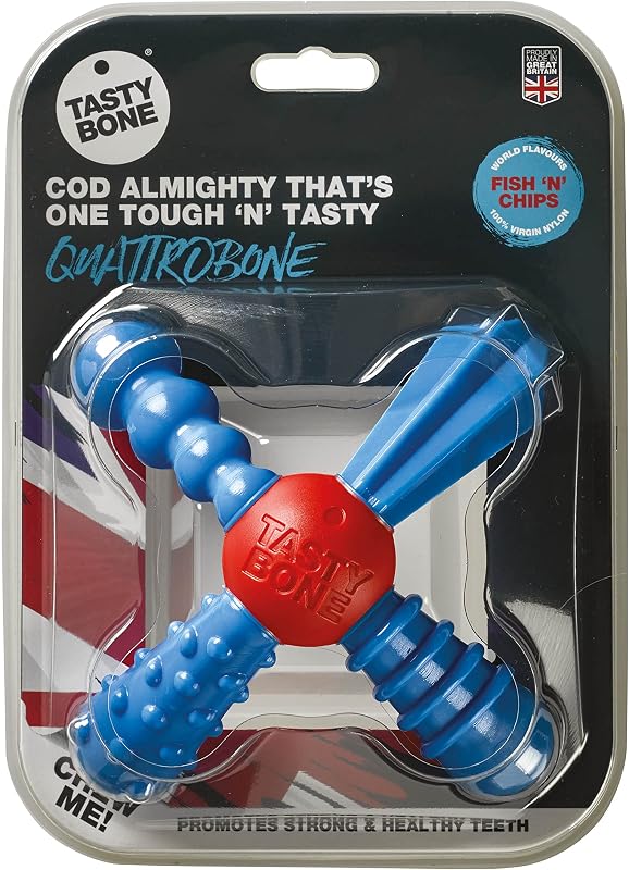 QuattroBone Tasty Bone de Nylon para Mastigação de Cães Pequenos, Sabor Fish & Chips