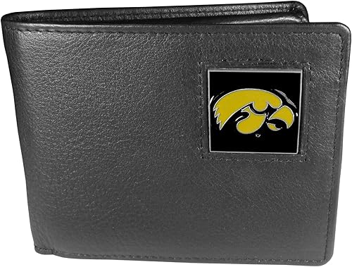 NCAA Siskiyou Sports Iowa Hawkeyes - Cartera de piel biplegable para hombre, talla única, color negro
