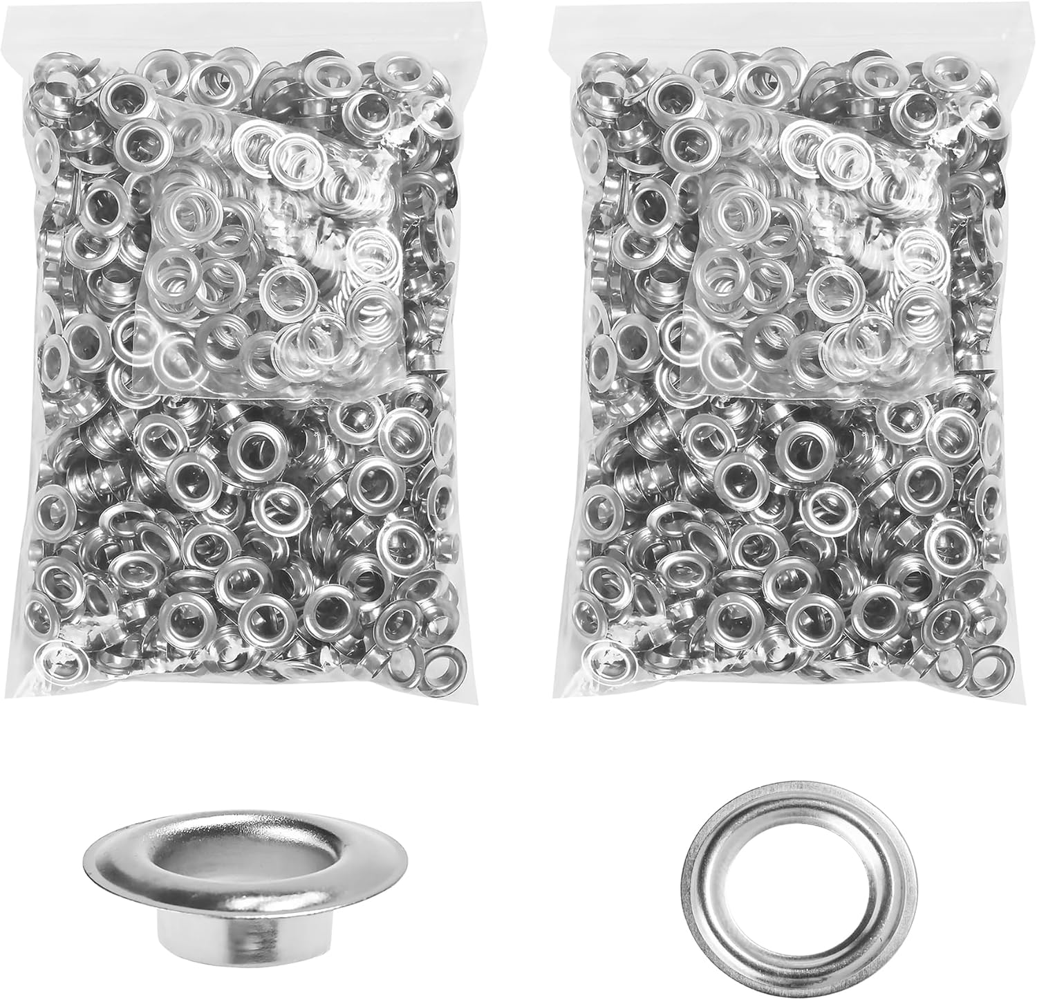 KING PIECES 2000pcs Grommets 1/4 Inch (6mm) Washers and Grommets Kit for Grommet Tool, Banner & Posters Metal Grommets Eyelets for Fabric Clothes Leather Belt Punching