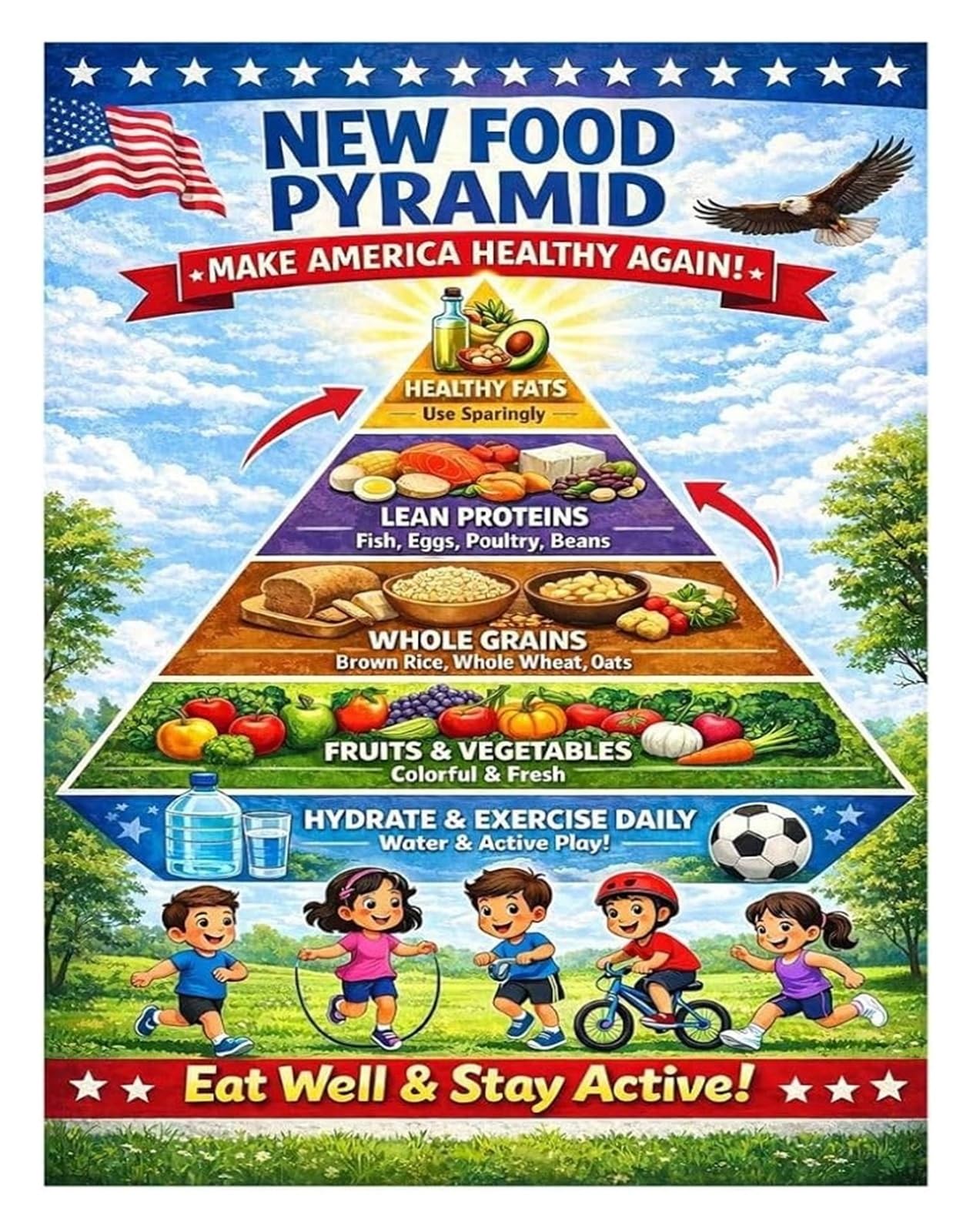 KCDFDVJFBM Food Pyramid Poster Educational Healthy Eating Chart for Classroom Health and Nutrition Learning(Unframed,12x18inch(30x45cm))