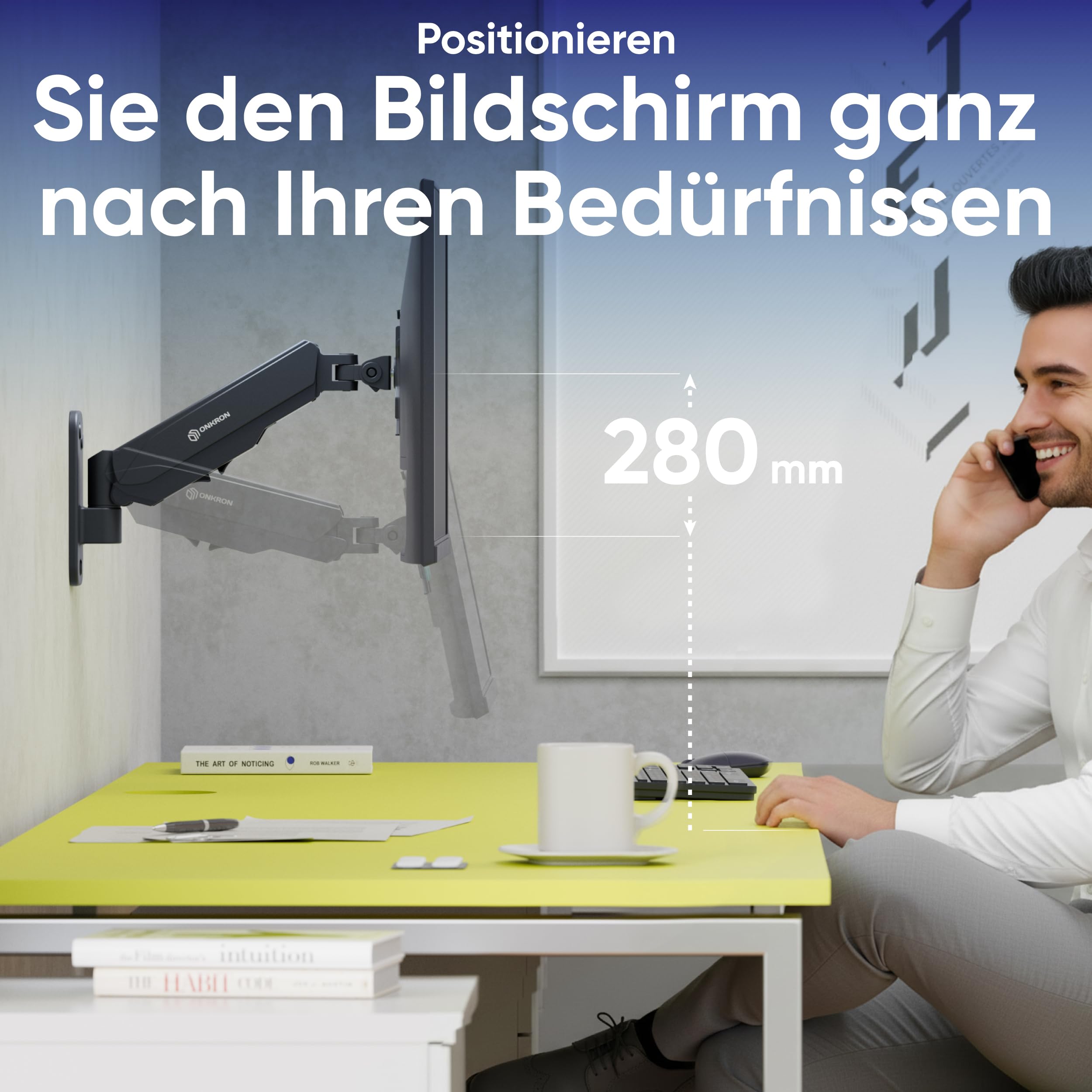 ONKRON Monitor Wandhalterung 13-34 Zoll, bis 8 kg, max VESA 100x100, G120-B