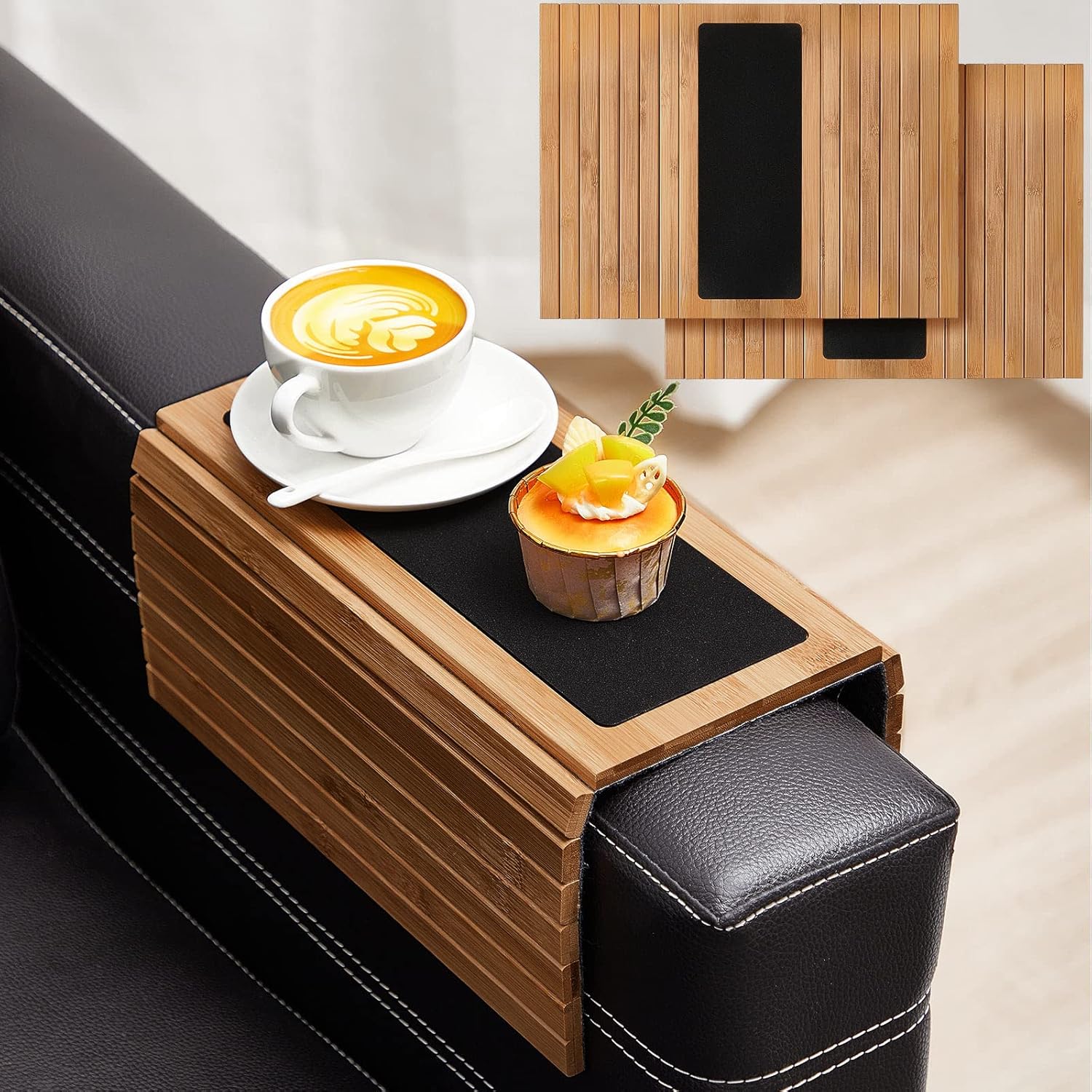 Amazon｜Maitys 竹材ソファアームトレイ テレビサイドテーブル ソファ用 滑り止め アームレストオーガナイザー プロテクター