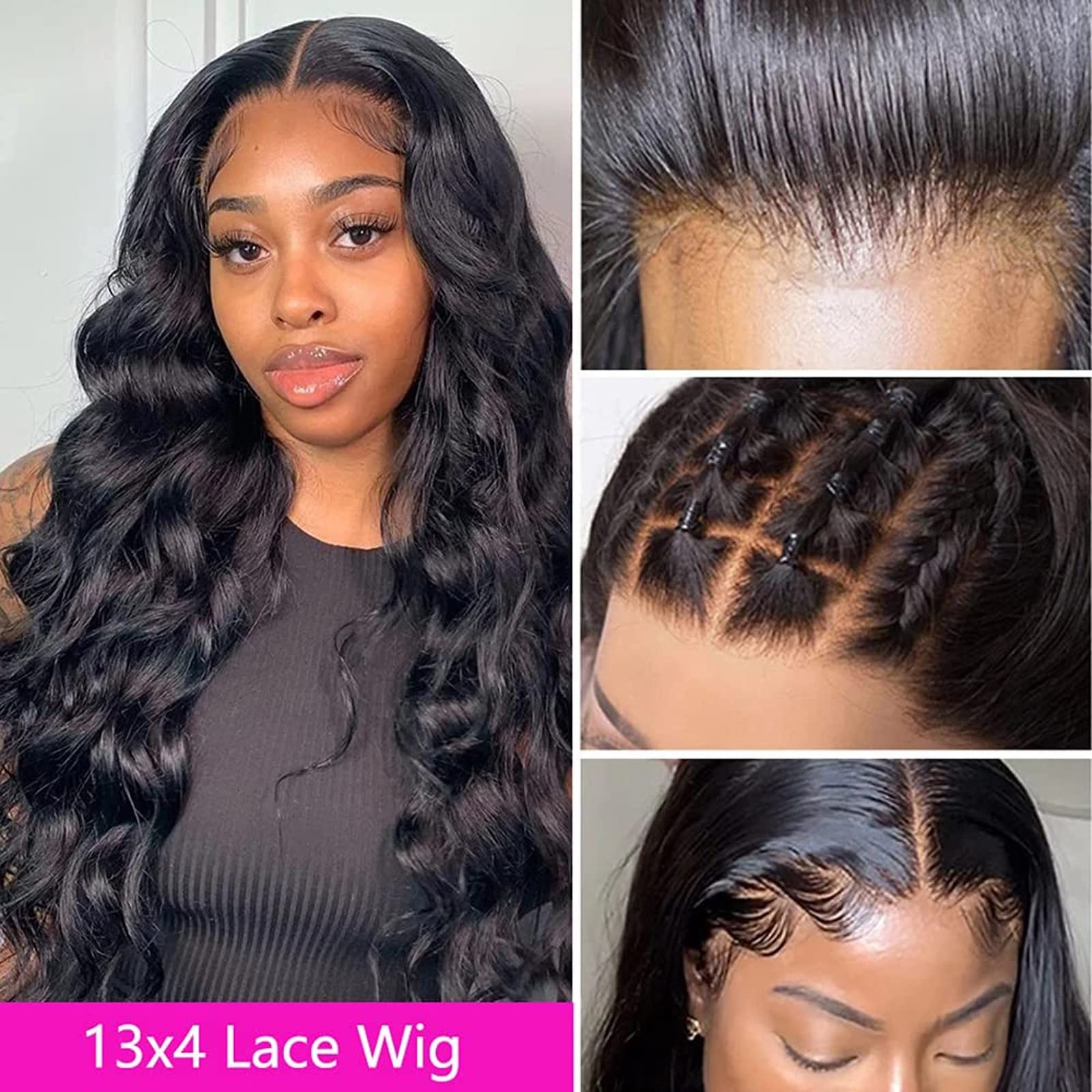 Amazon.com : Lace Front Wigs Body Wave Long Curly Black Lace 