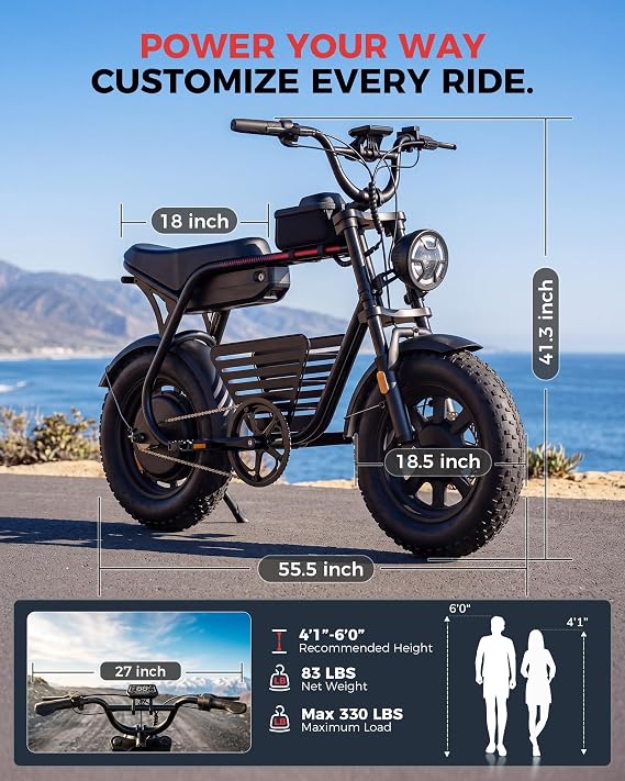 Electric Bike for Adults, 3000W/1500W Peak Motor, 48V 13Ah/ 25Ah